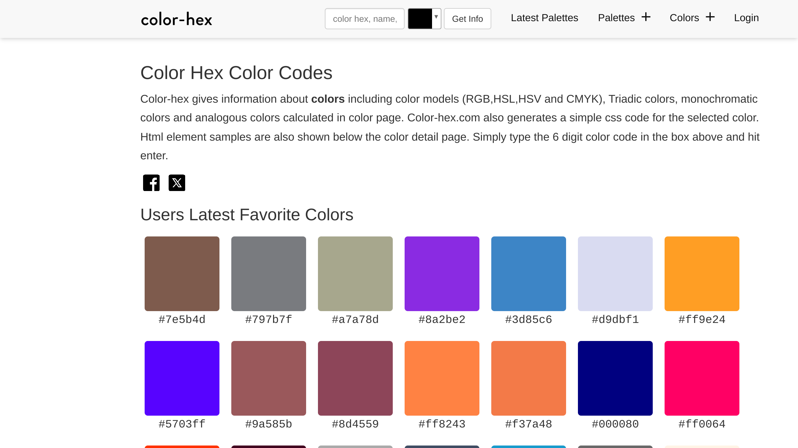 Color-hex's website screenshot