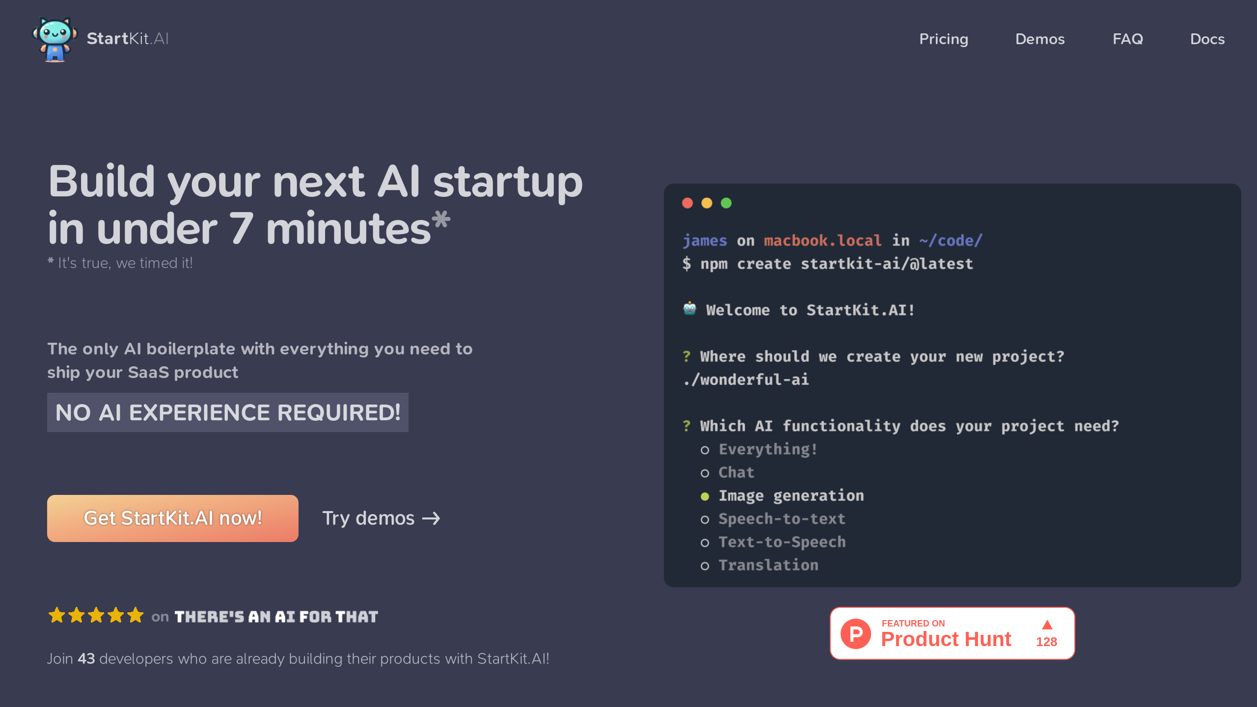 StartKit.AI's website screenshot