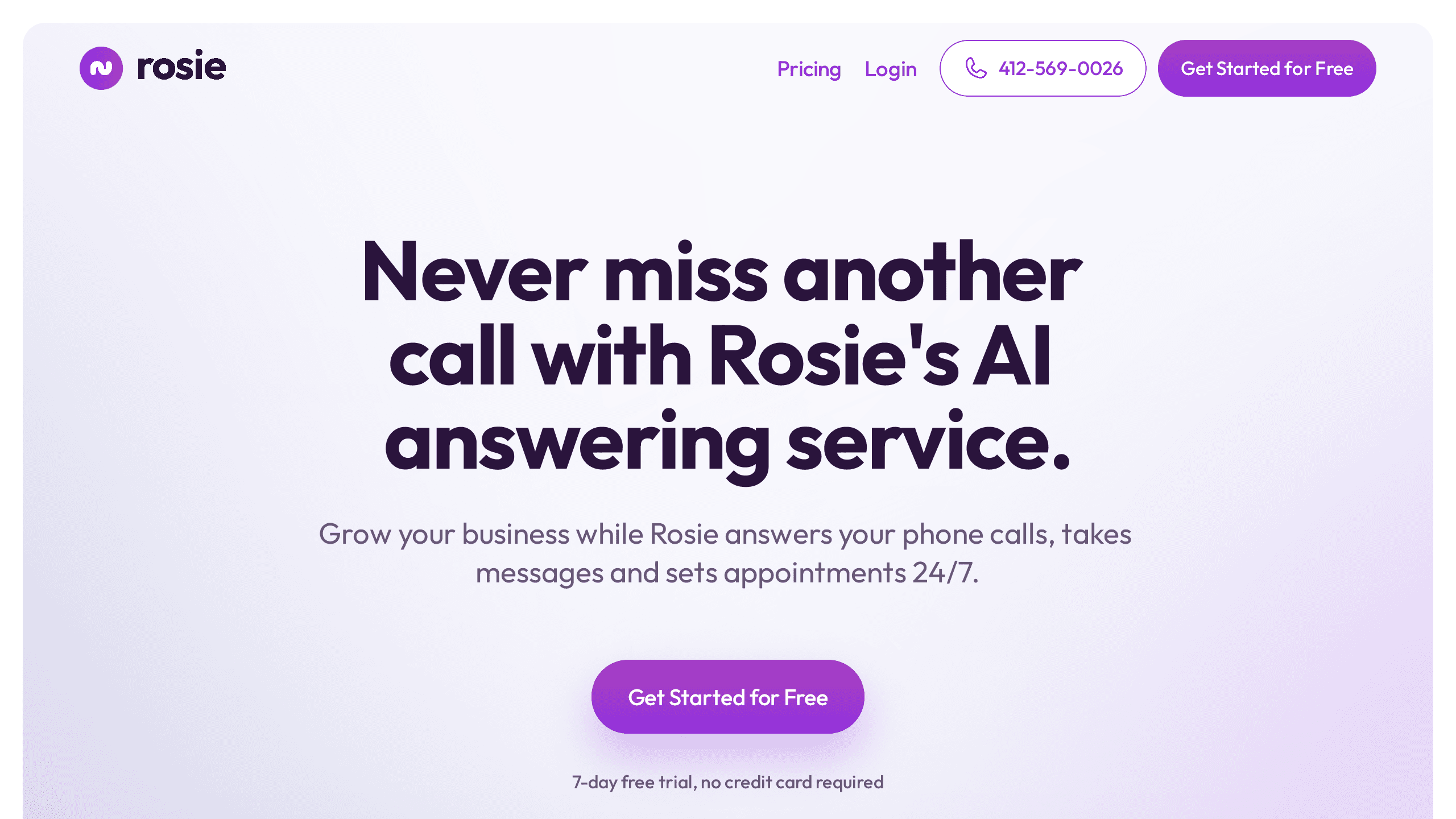 Rosie's website screenshot