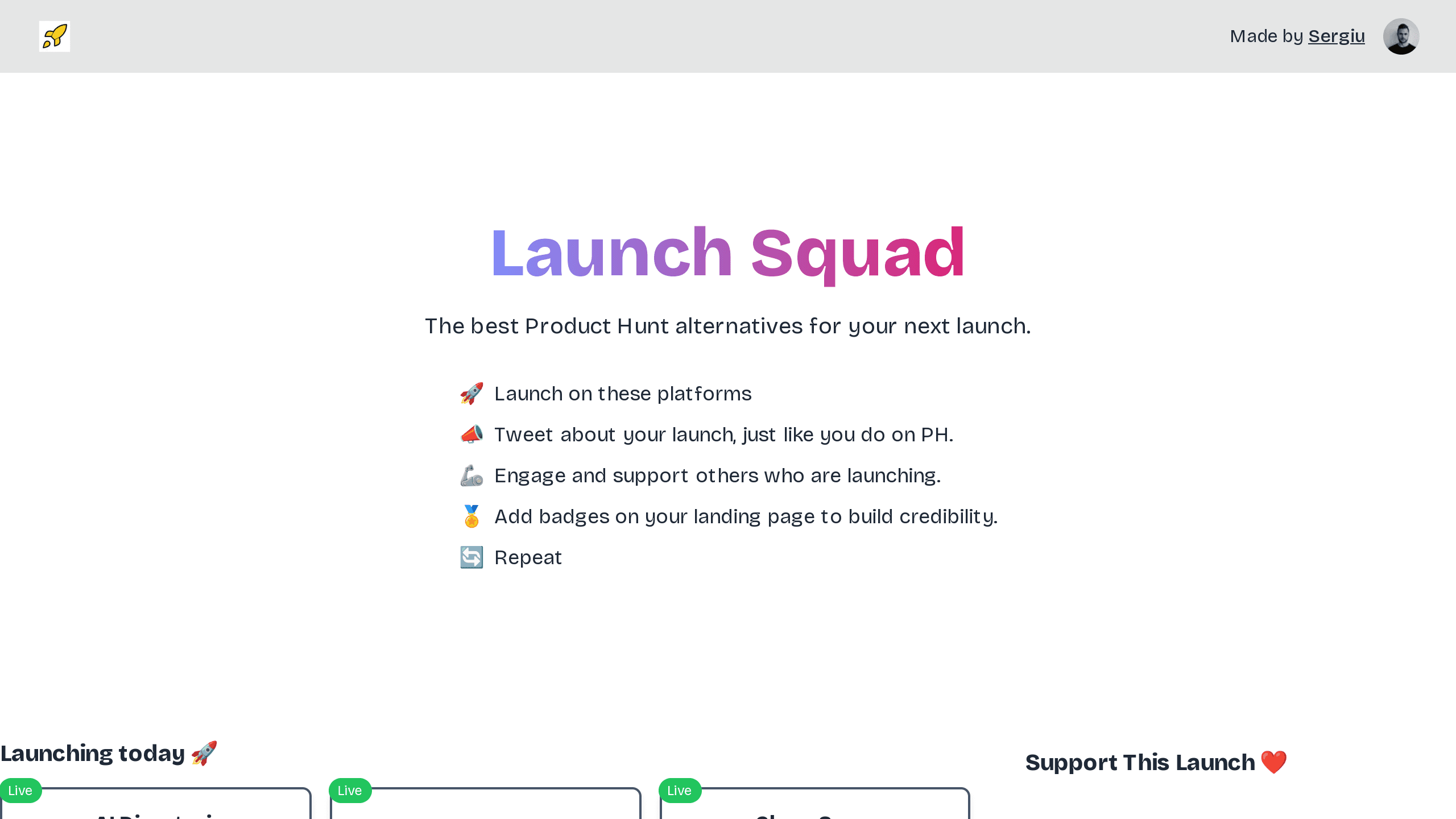 Launch Squad's website screenshot