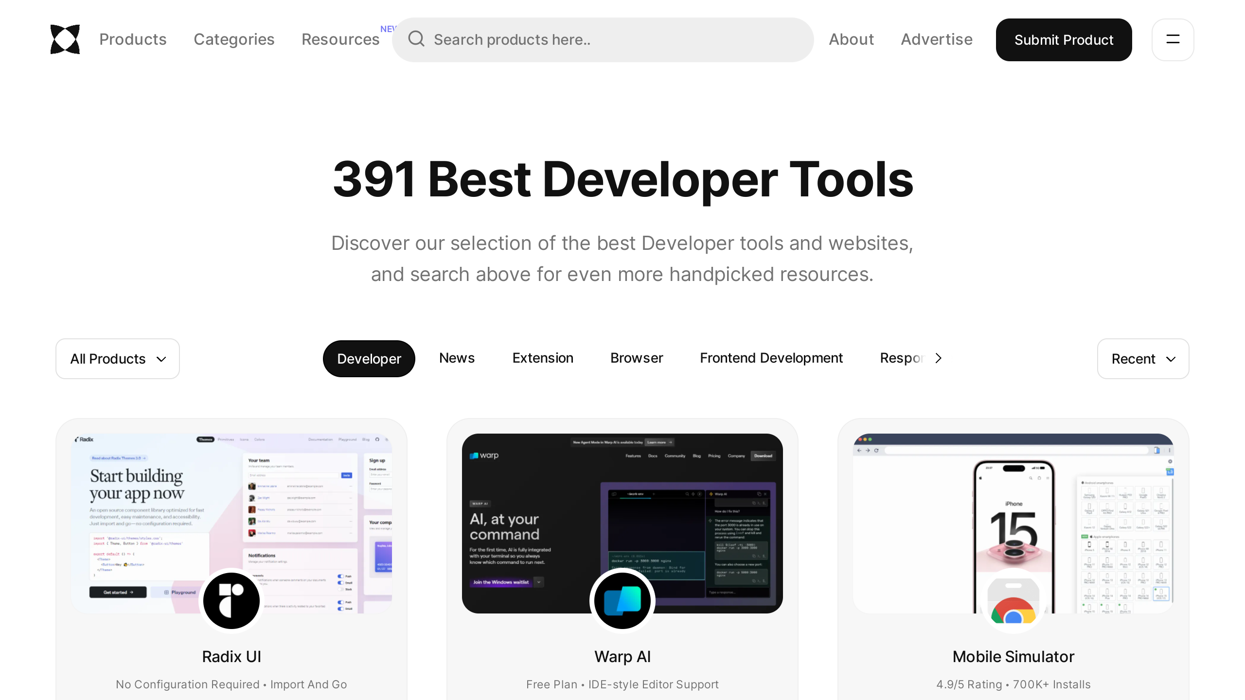 WebCurate Developer Tools's website screenshot