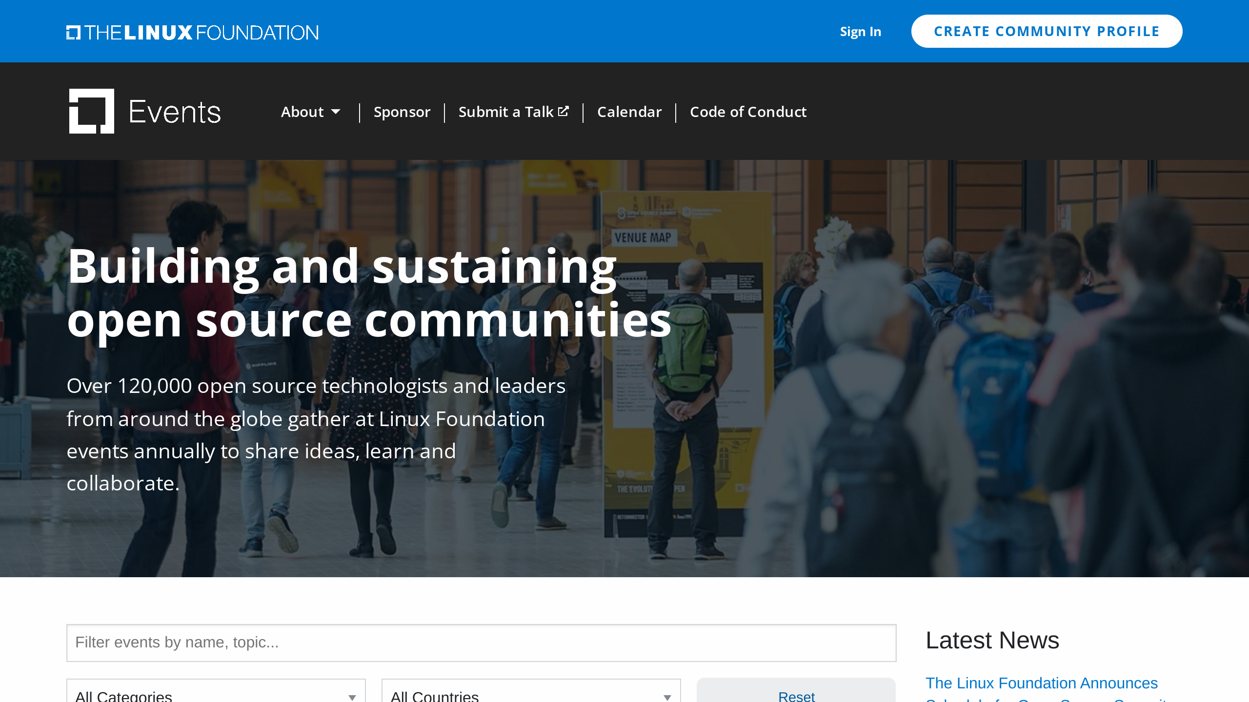 The Linux Foundation - Events's website screenshot