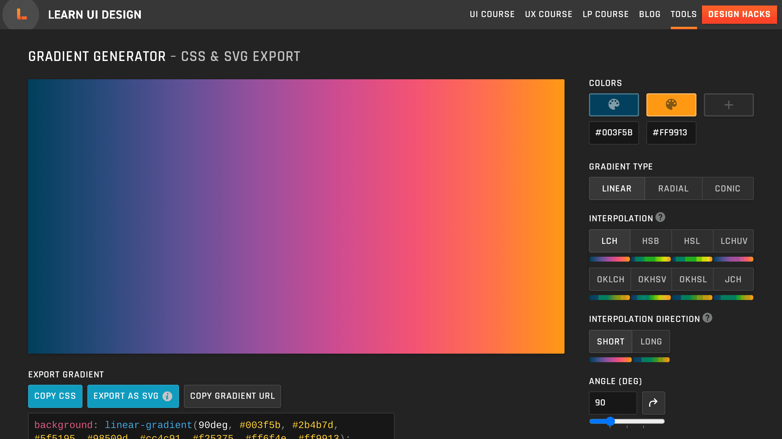 Gradient Generator's website screenshot