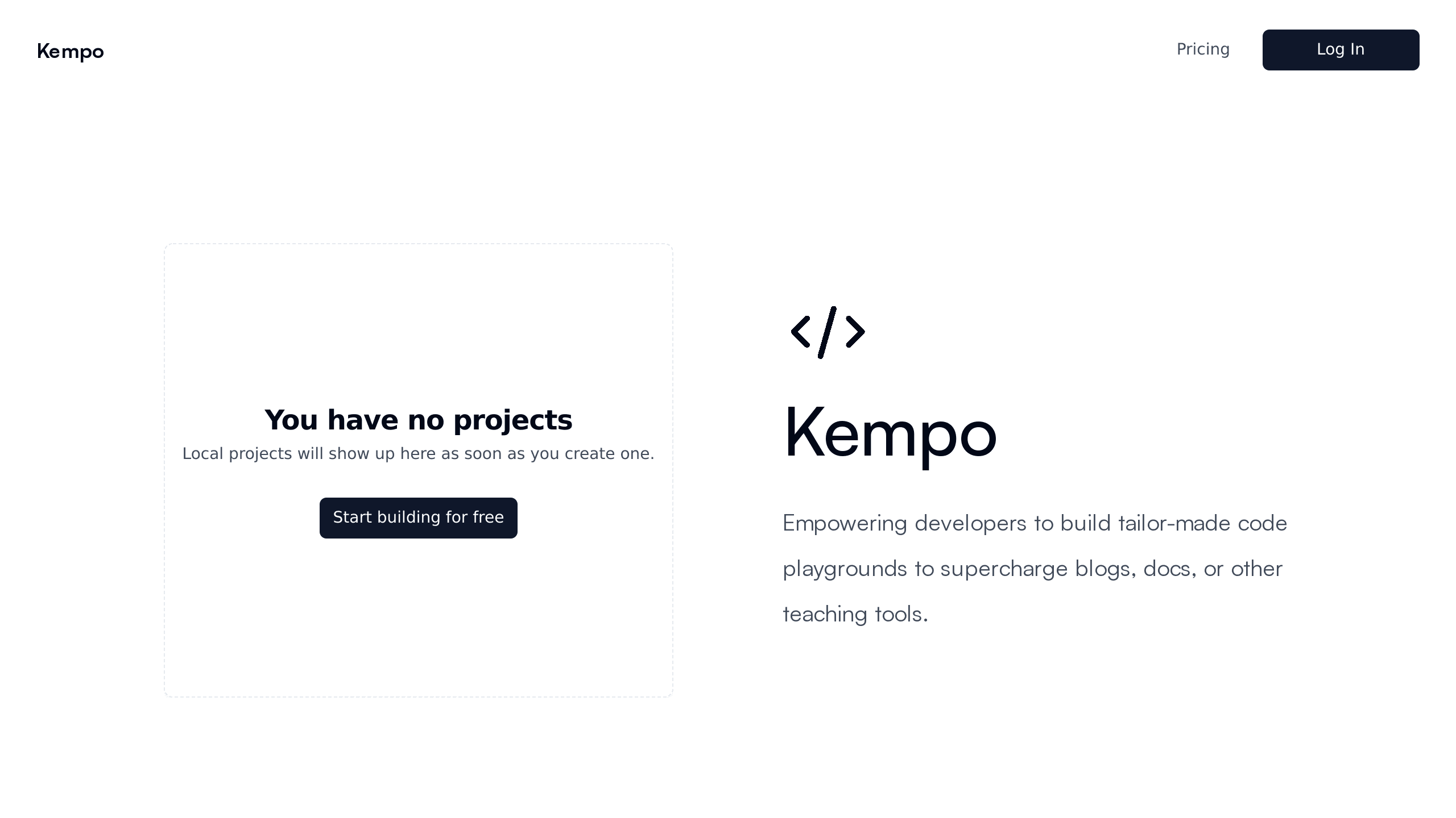 Kempo's website screenshot