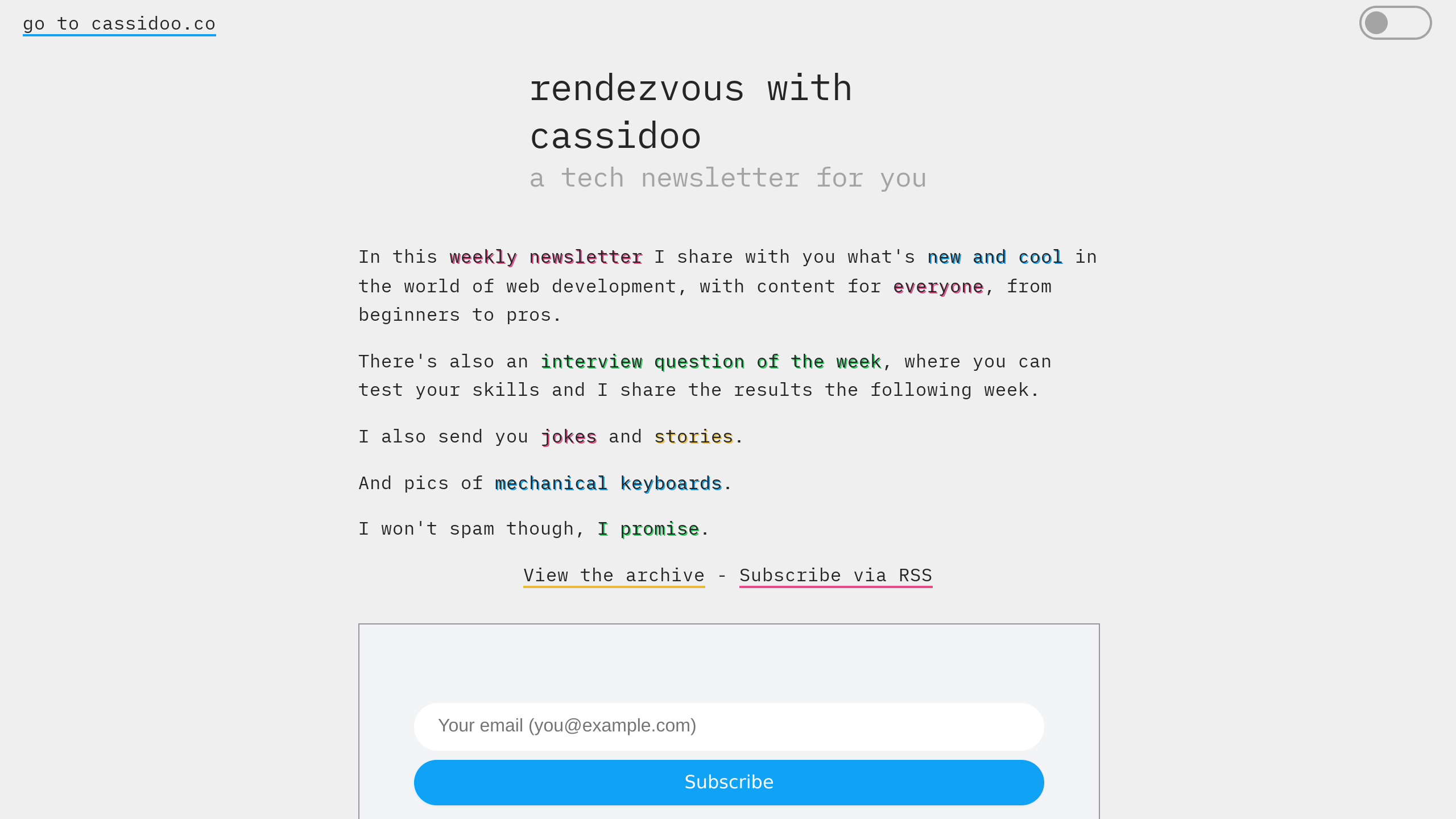 rendezvous with cassidoo's website screenshot