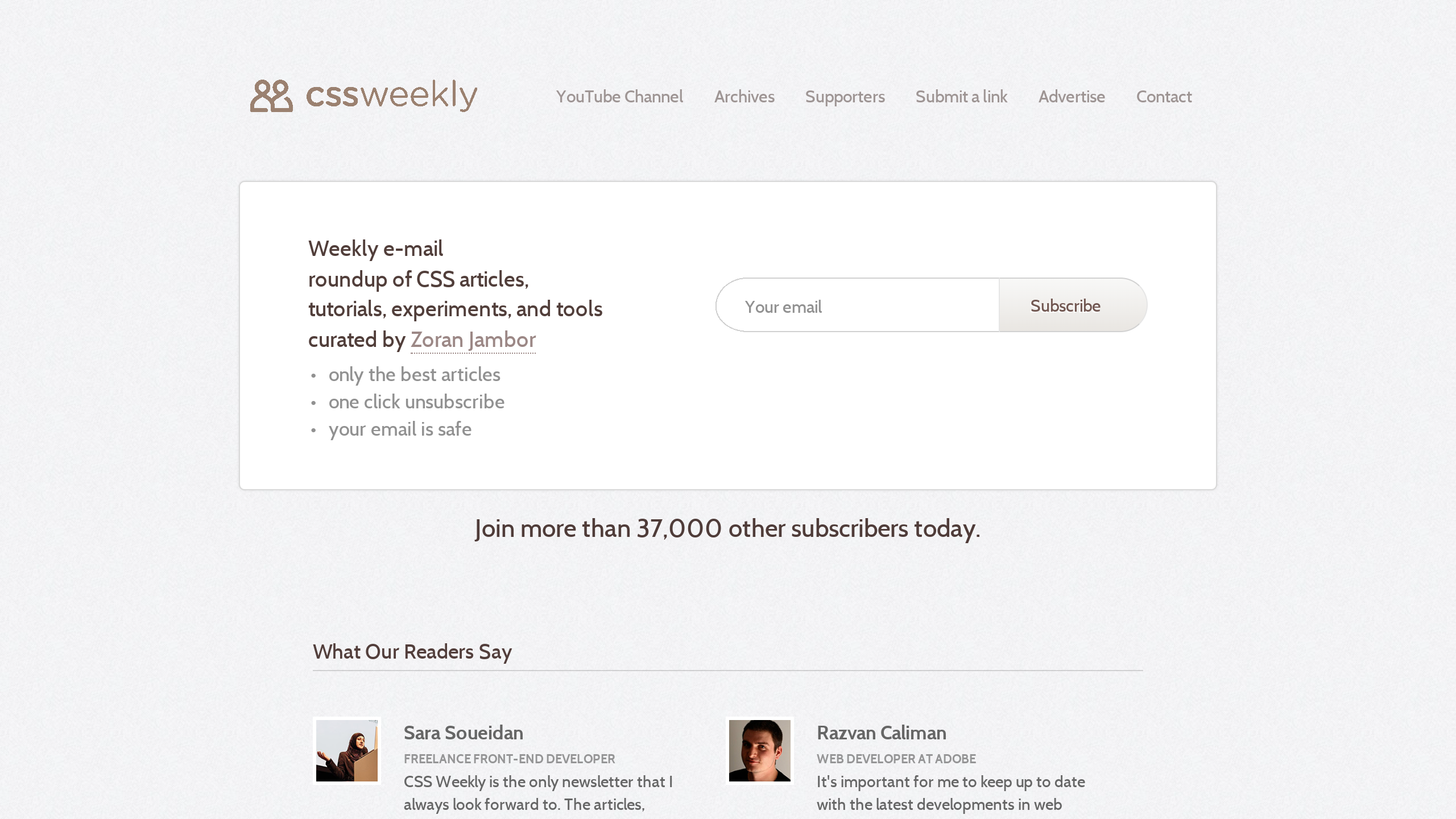 CSS Weekly's website screenshot