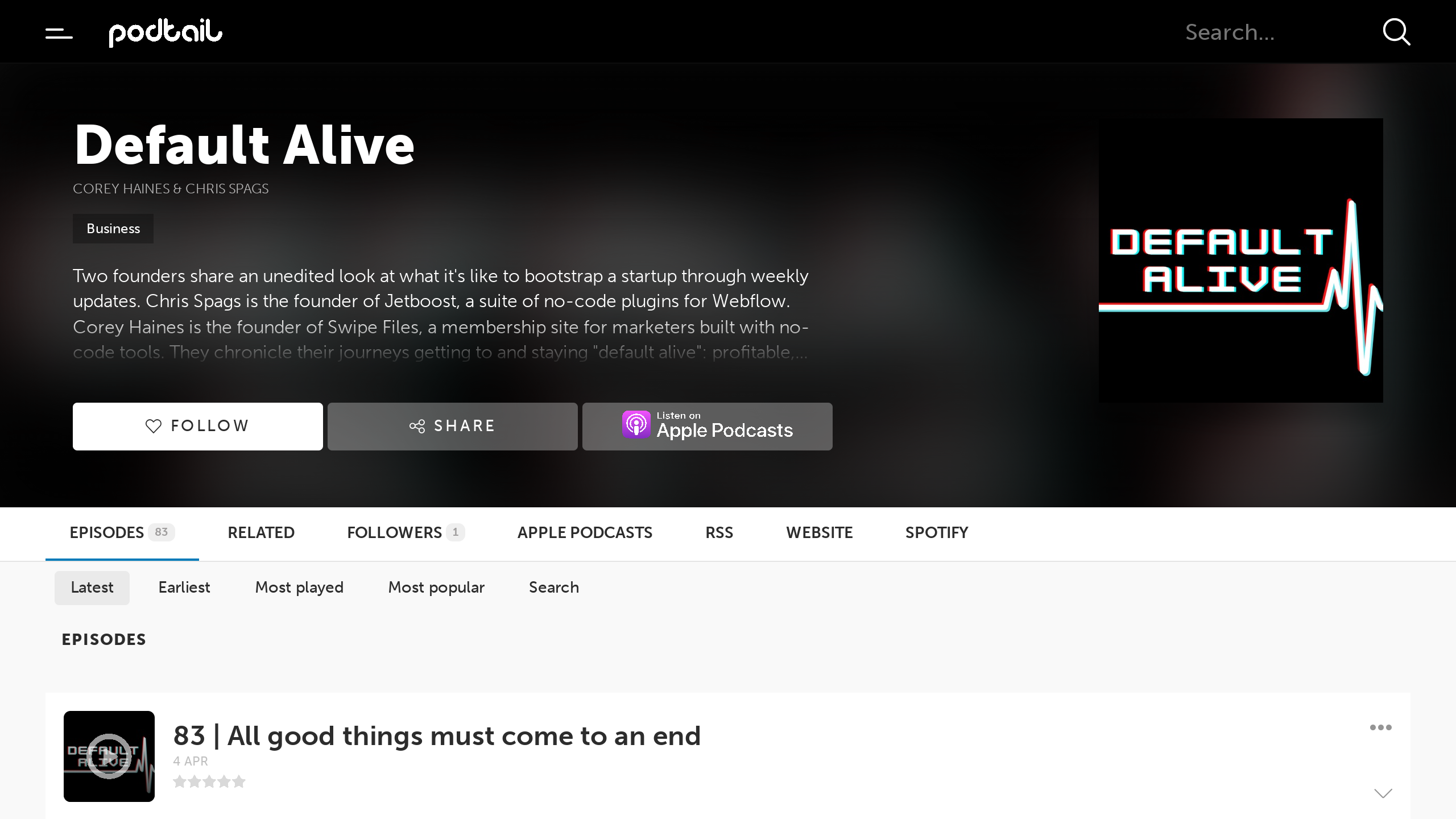 Default Alive's website screenshot