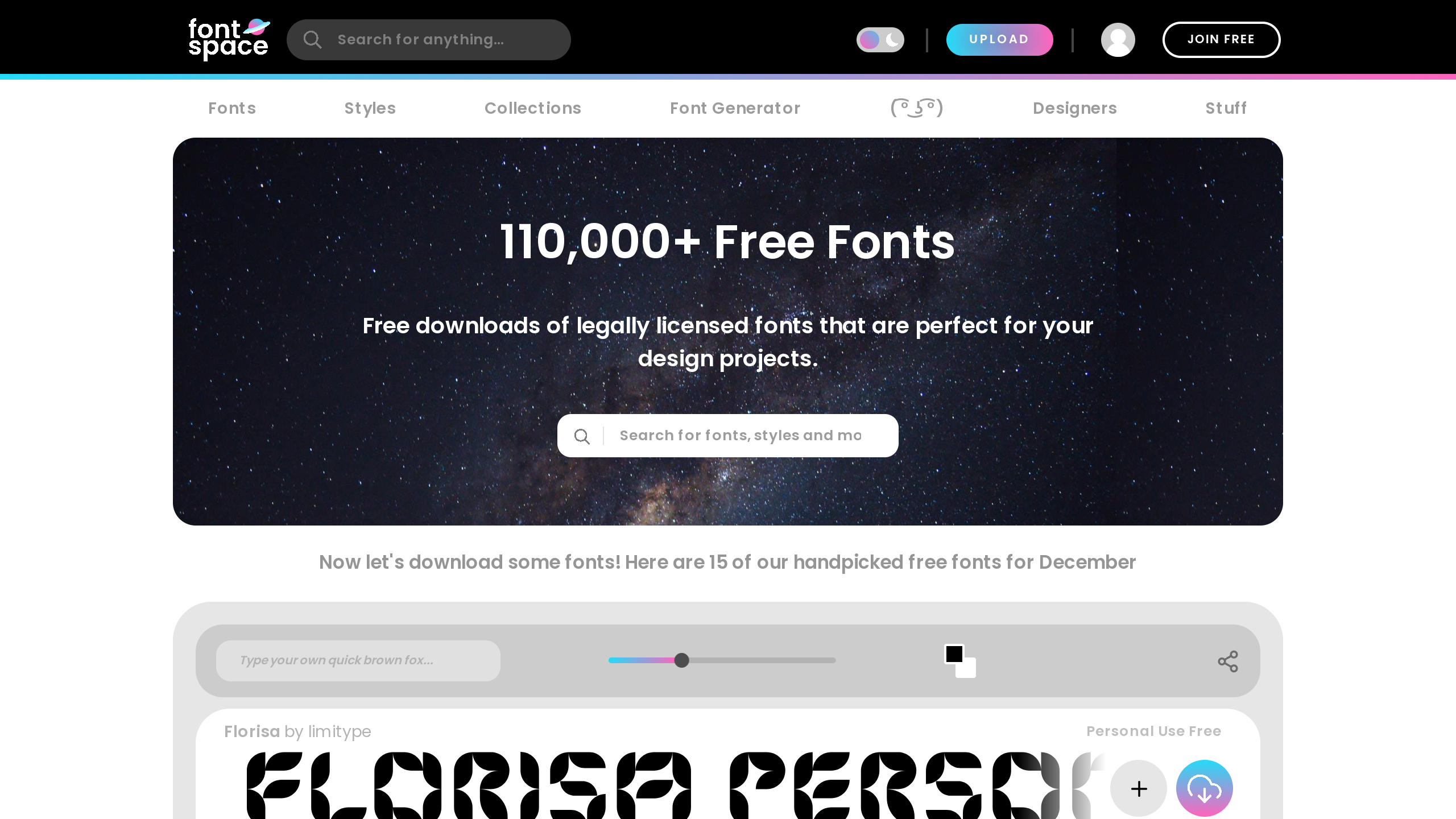 Font Space's website screenshot