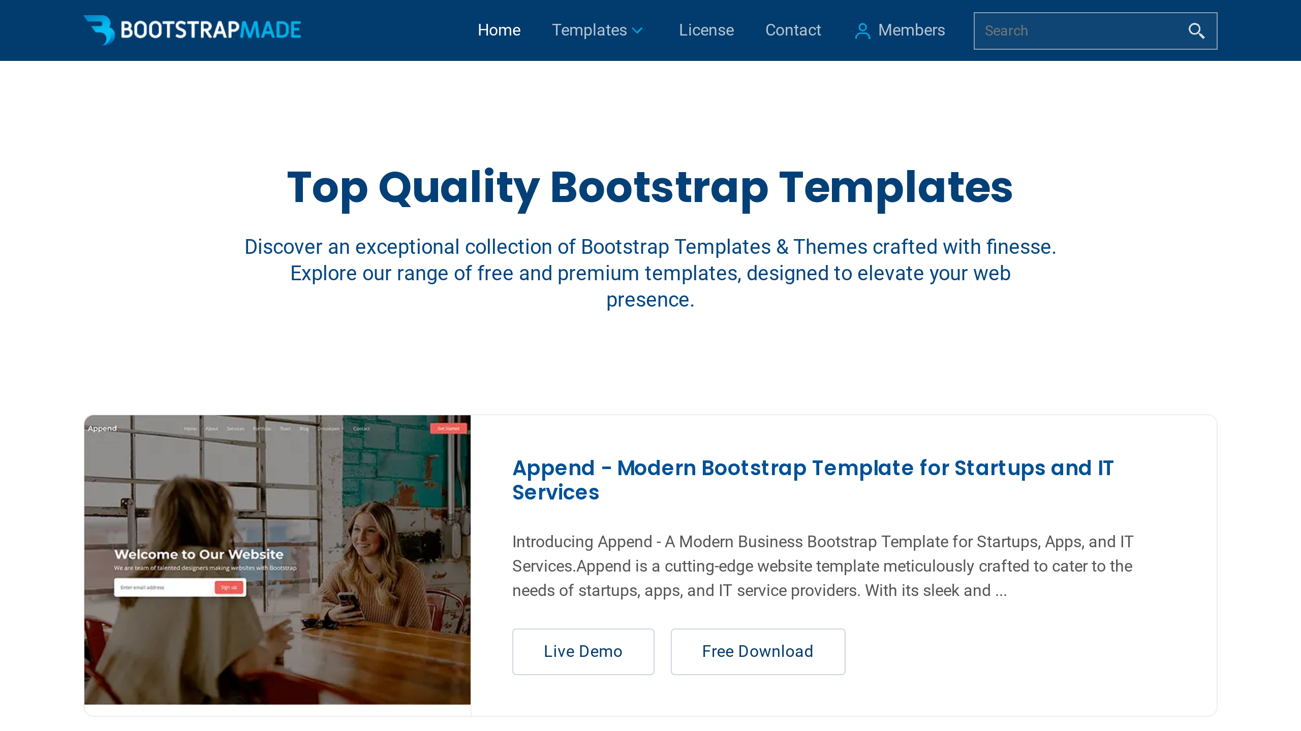 BootstrapMade's website screenshot