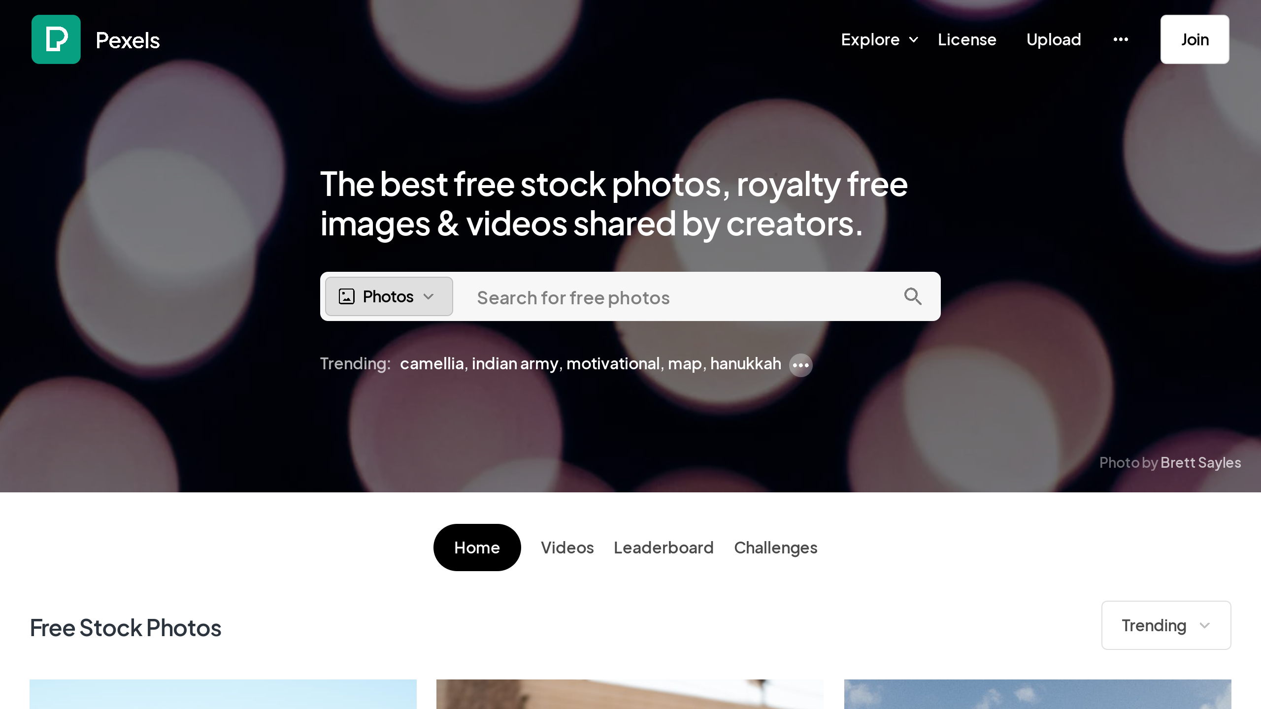 Pexels's website screenshot