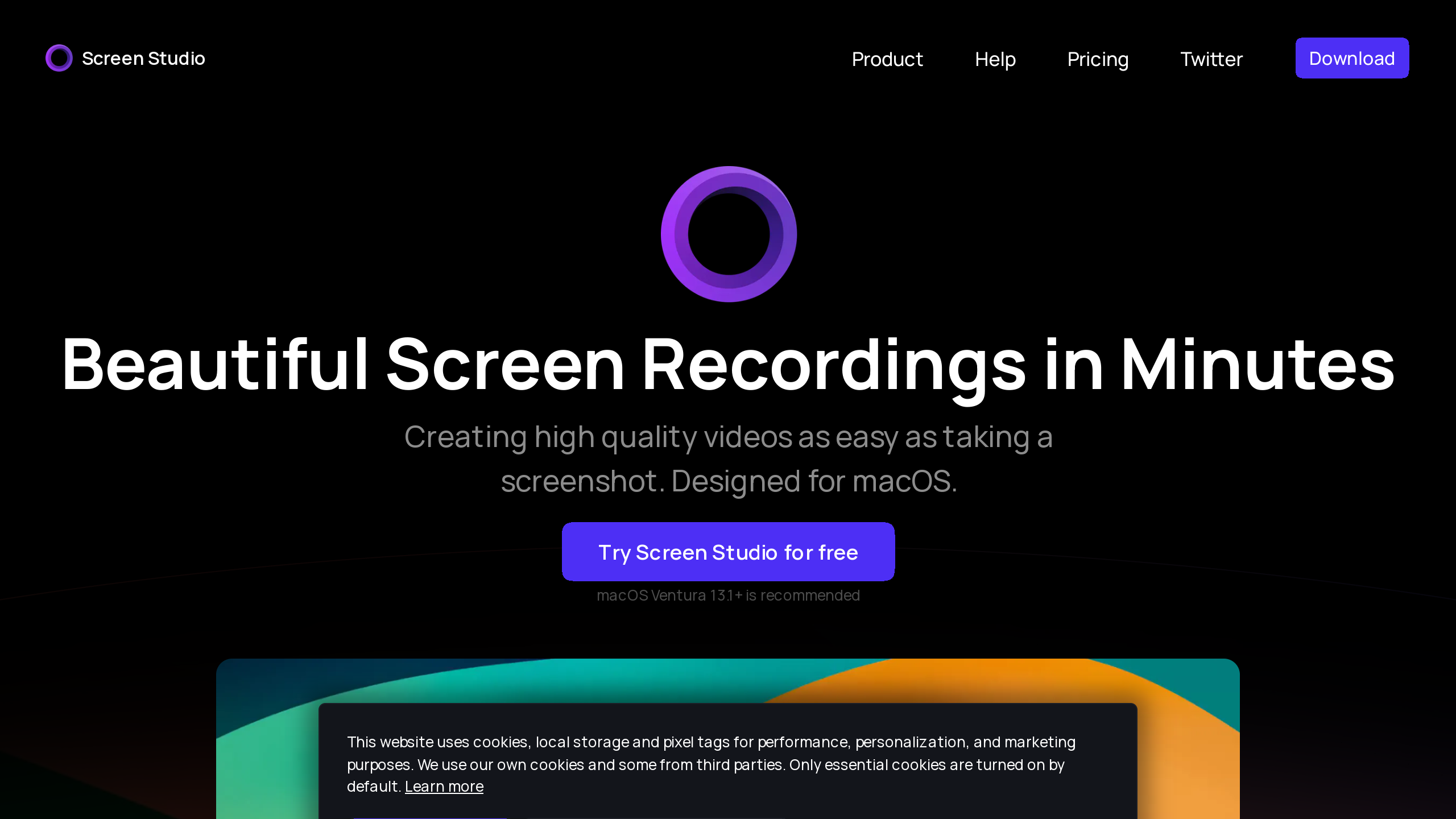 Screen Studio's website screenshot
