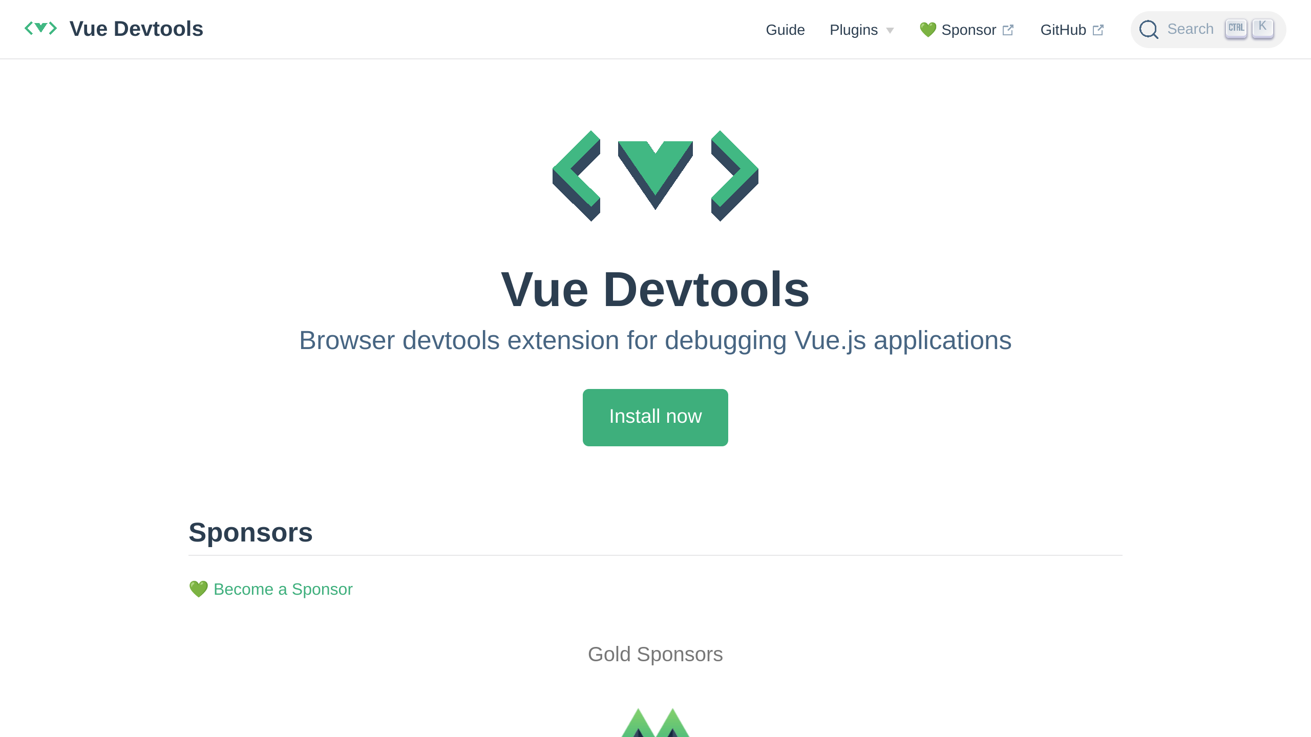 Vue.js devtools's website screenshot