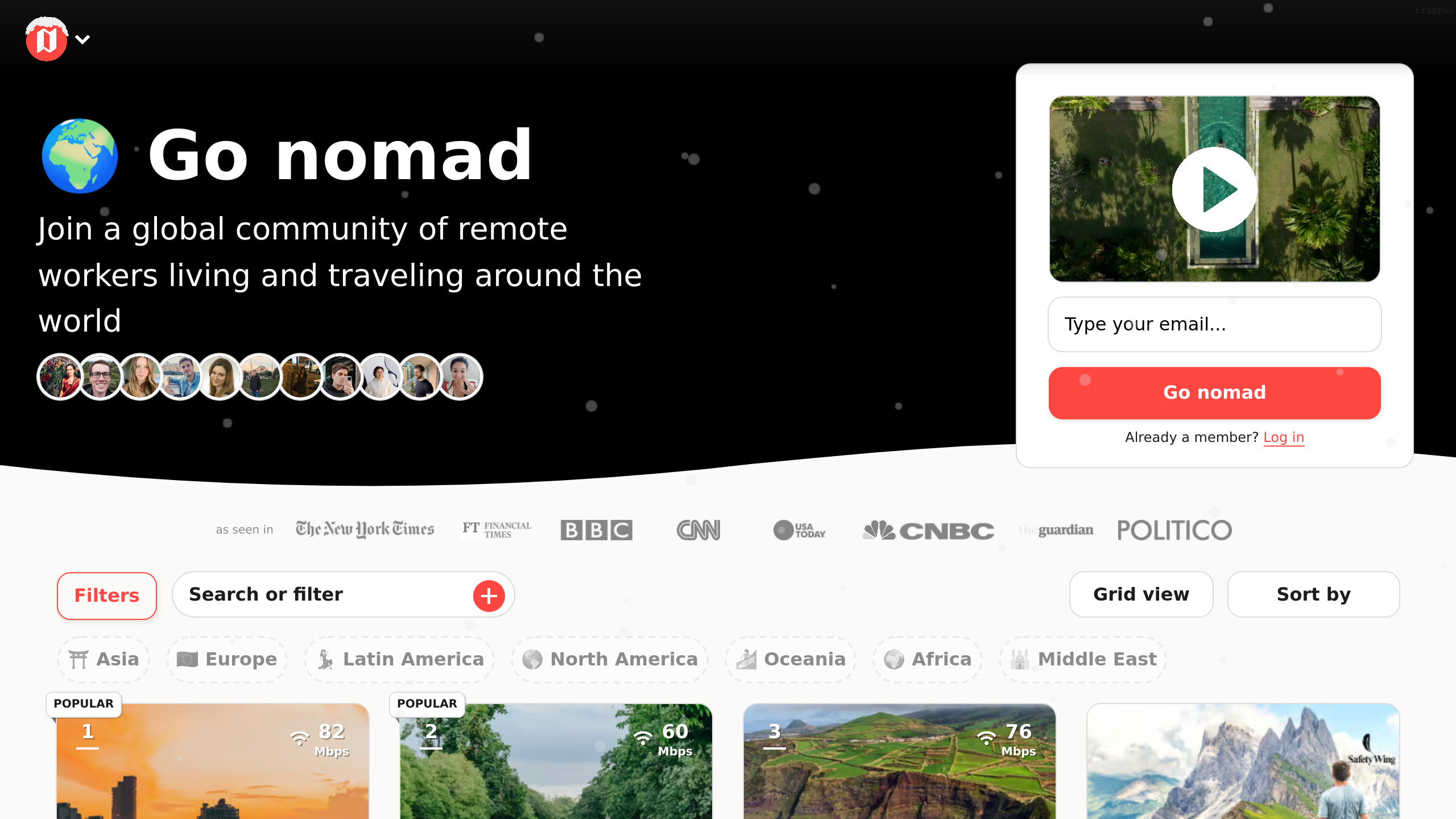 Nomad List's website screenshot