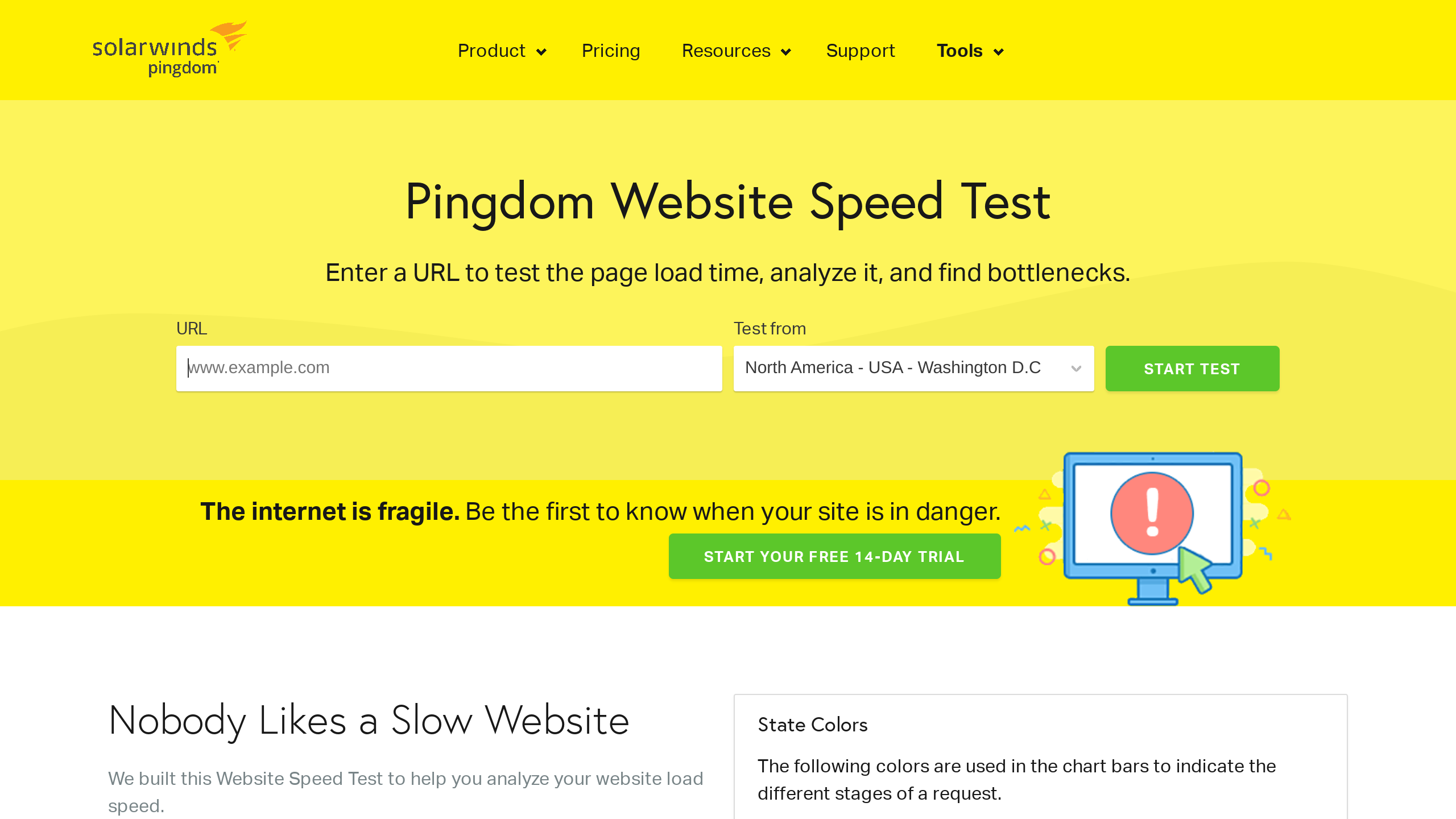 Pingdom's website screenshot
