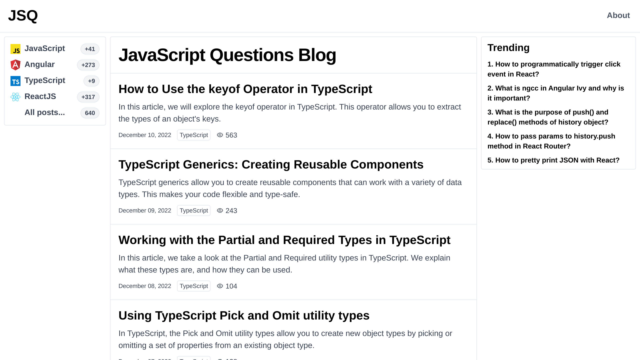 JavaScript Interview Questions's website screenshot