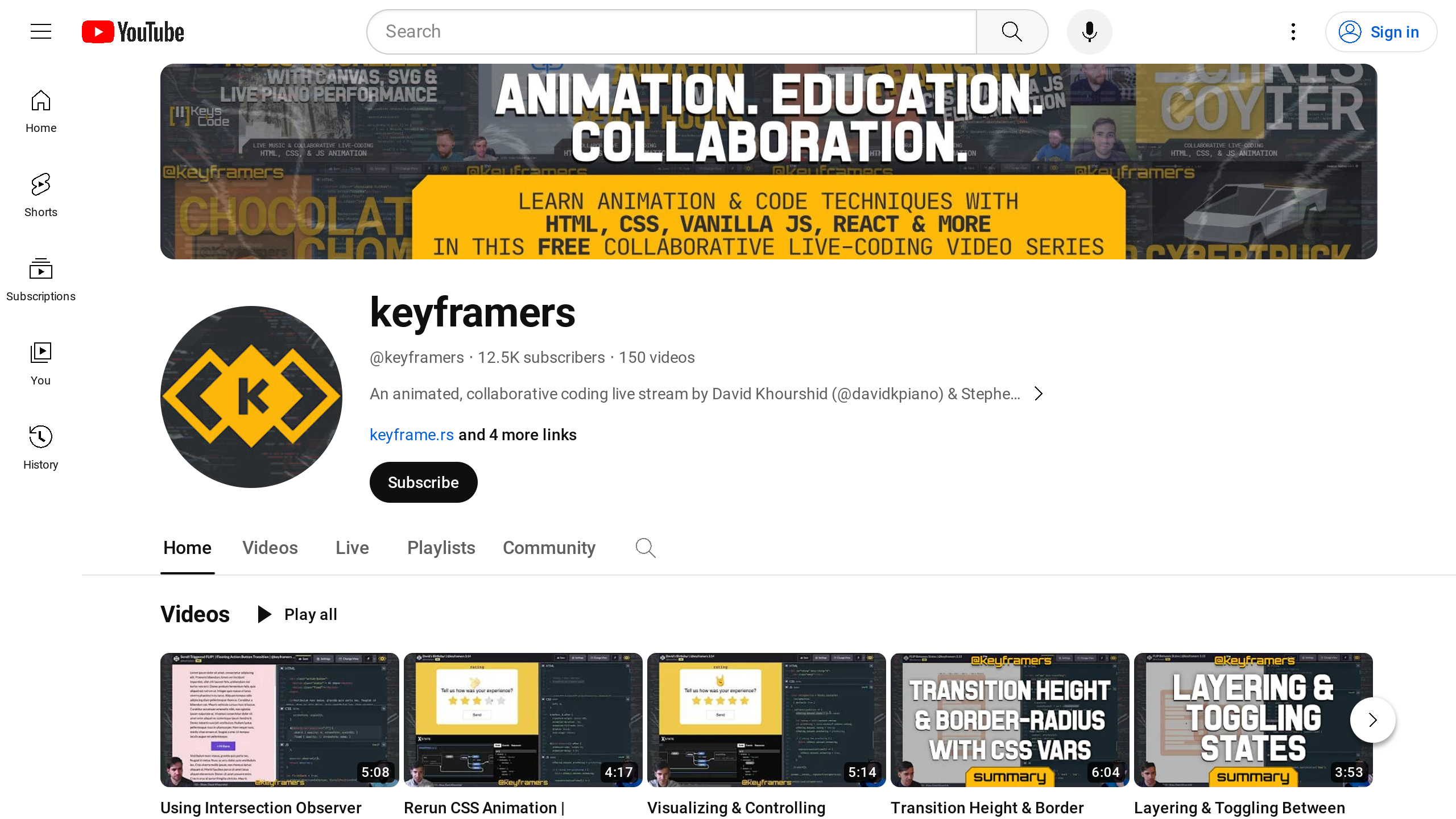 keyframers's website screenshot