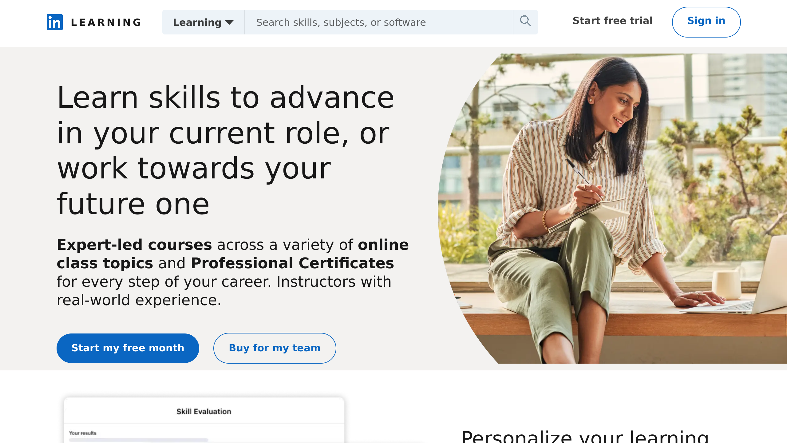 LinkedIn Learning's website screenshot