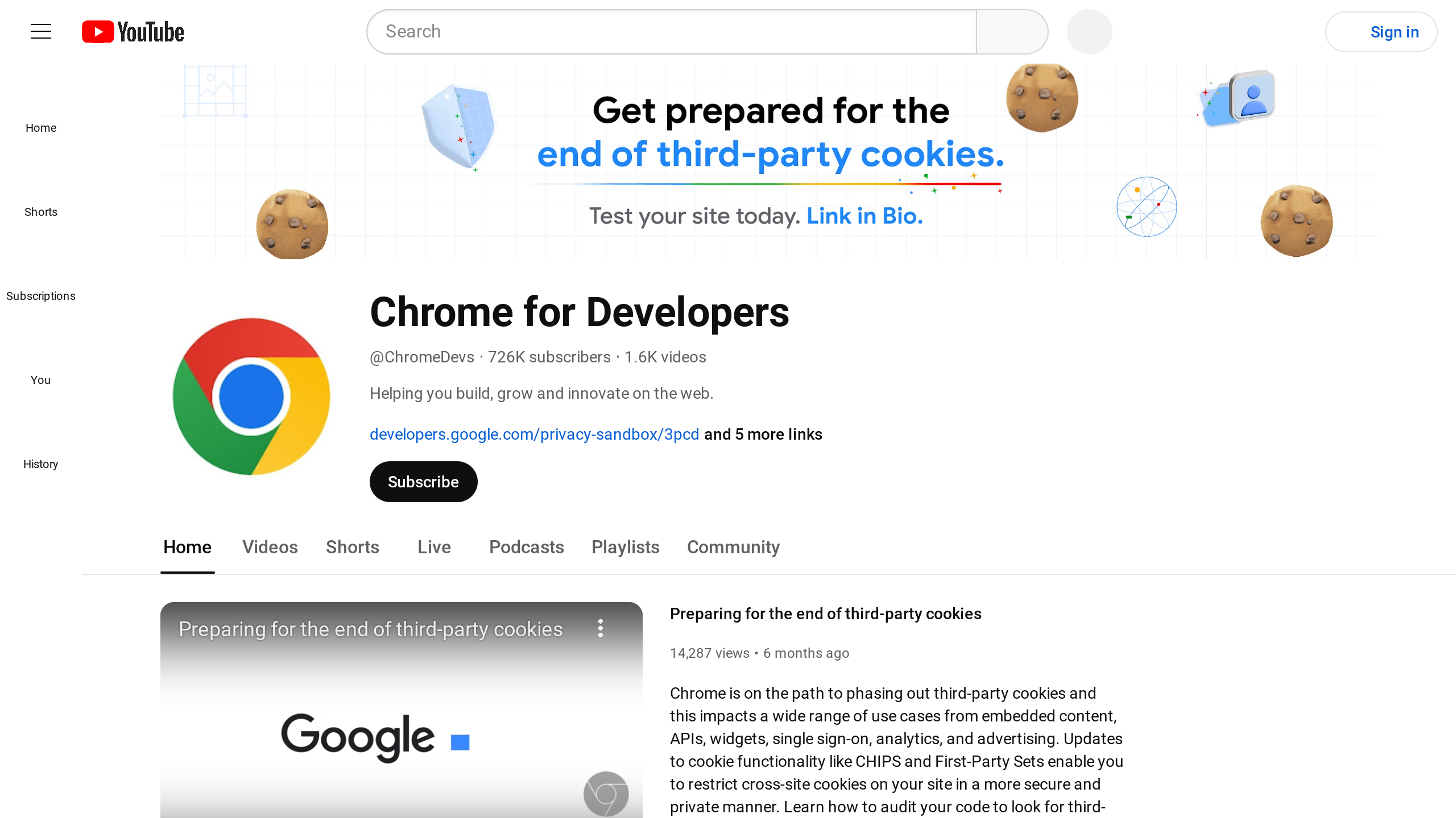 Google Chrome Developers's website screenshot