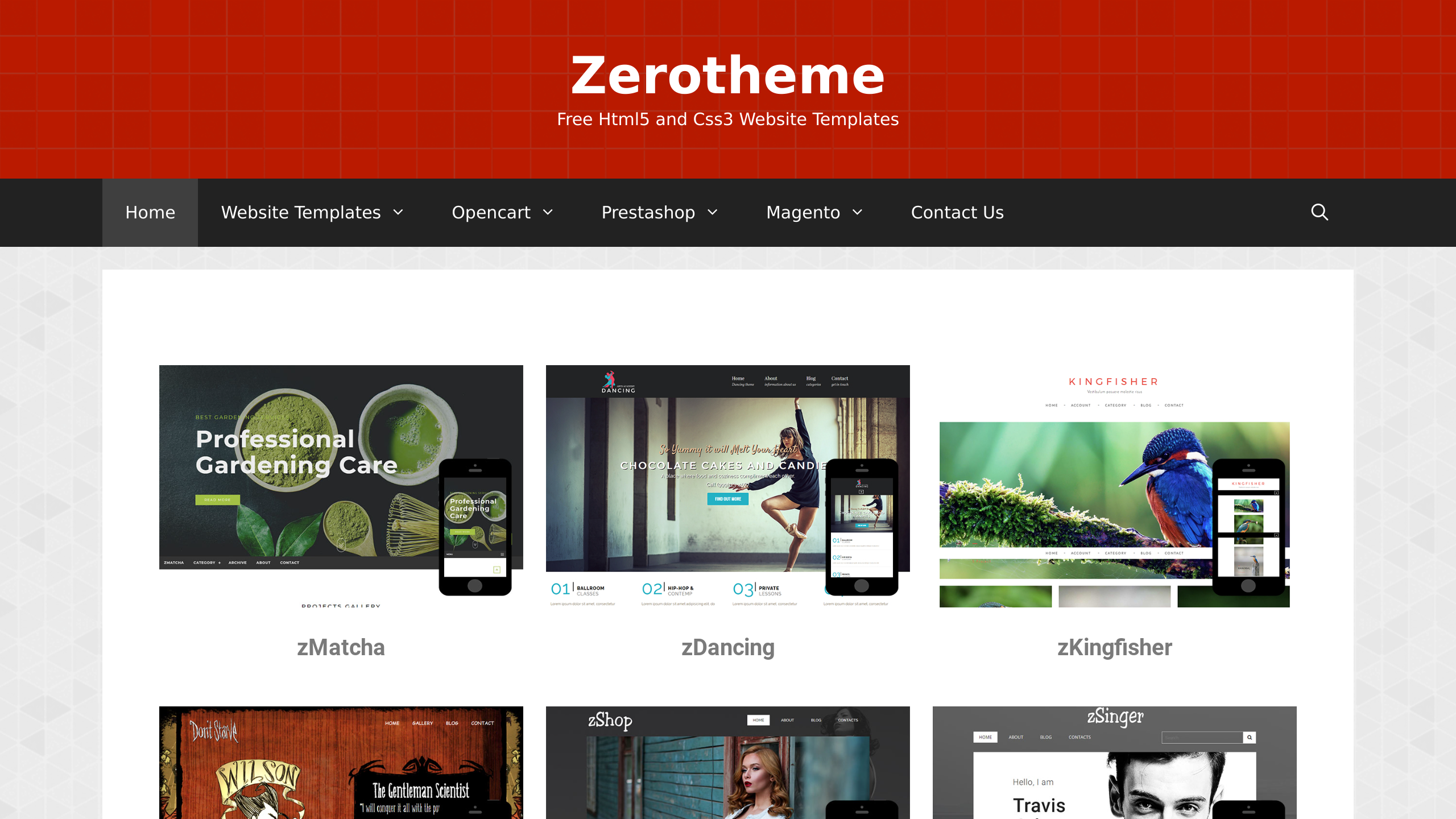 Zerotheme's website screenshot