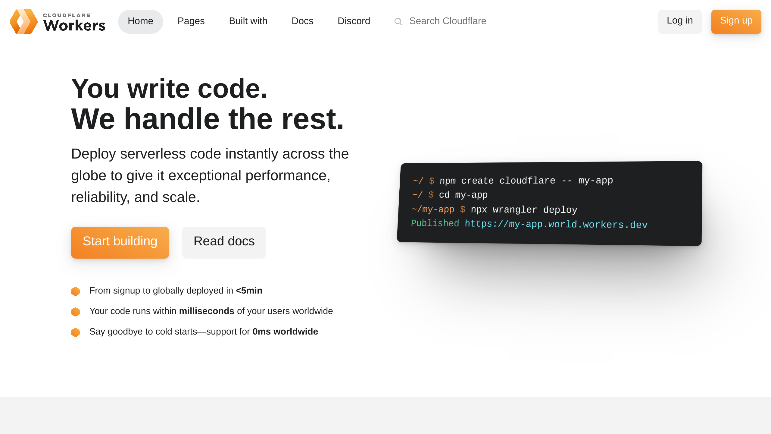Cloudflare Workers's website screenshot
