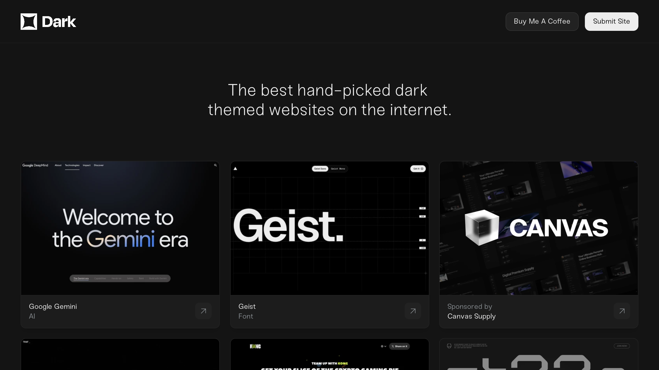 Dark's website screenshot