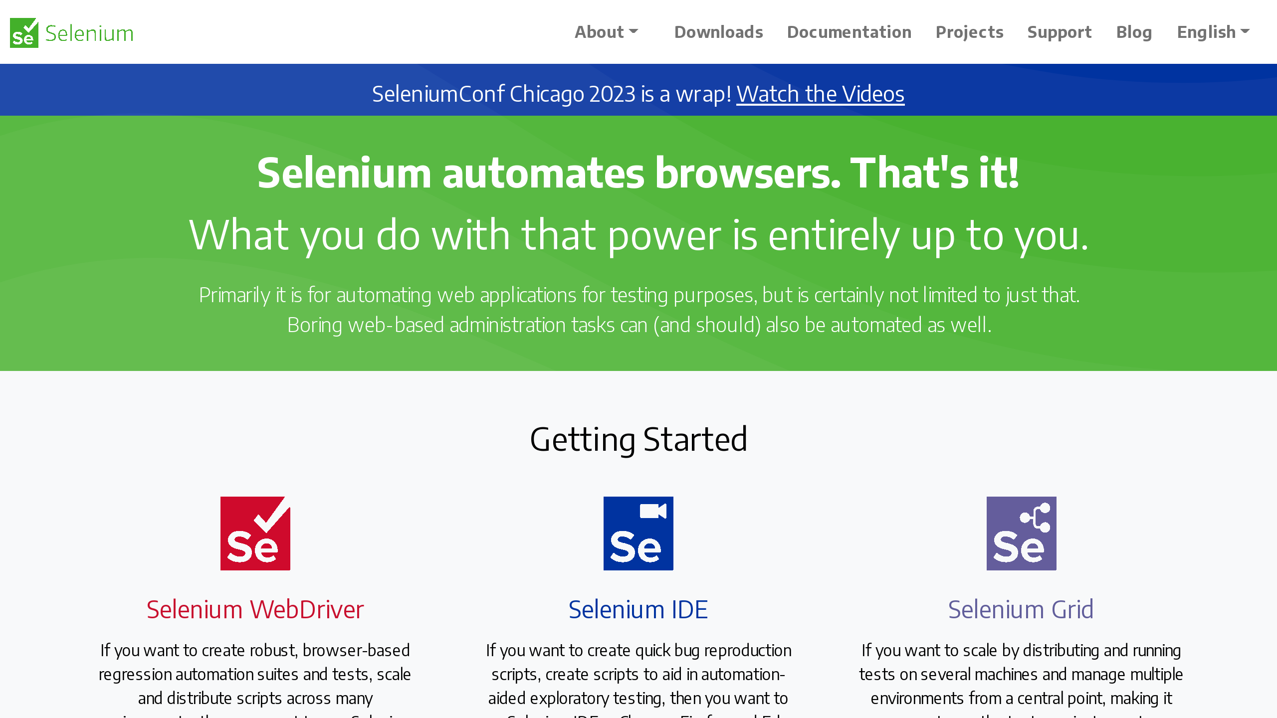 Selenium's website screenshot