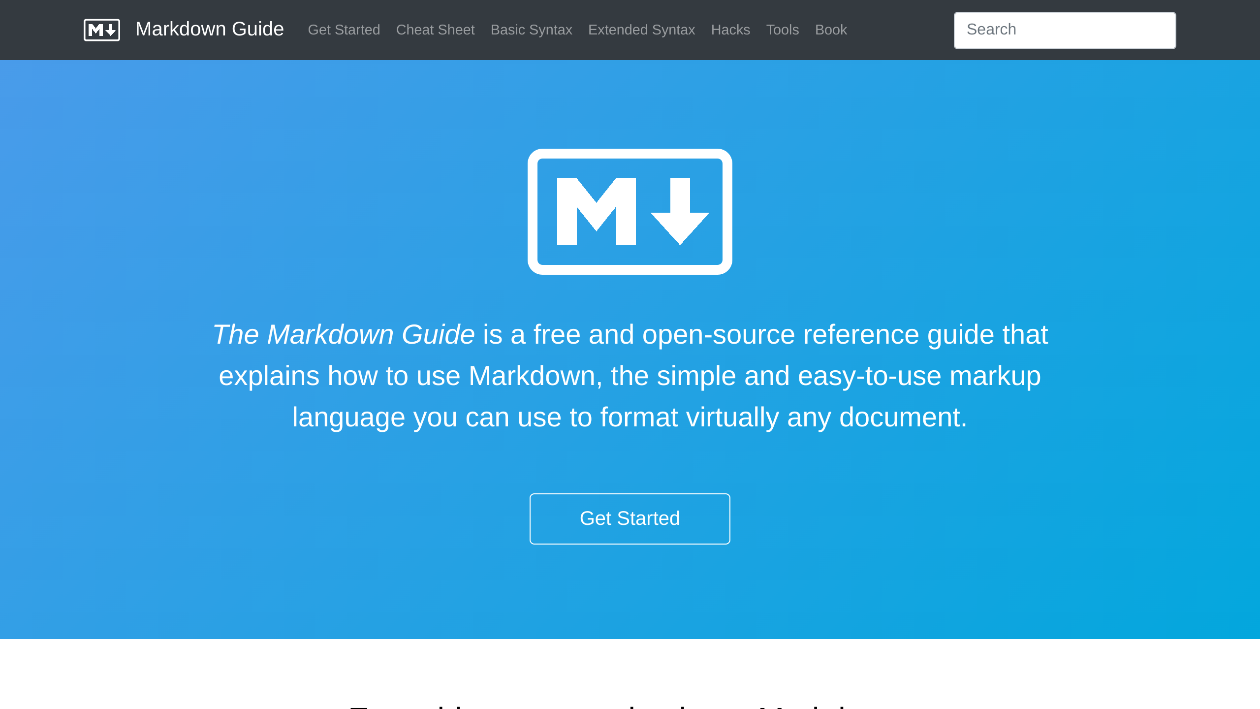 Markdown Guide's website screenshot