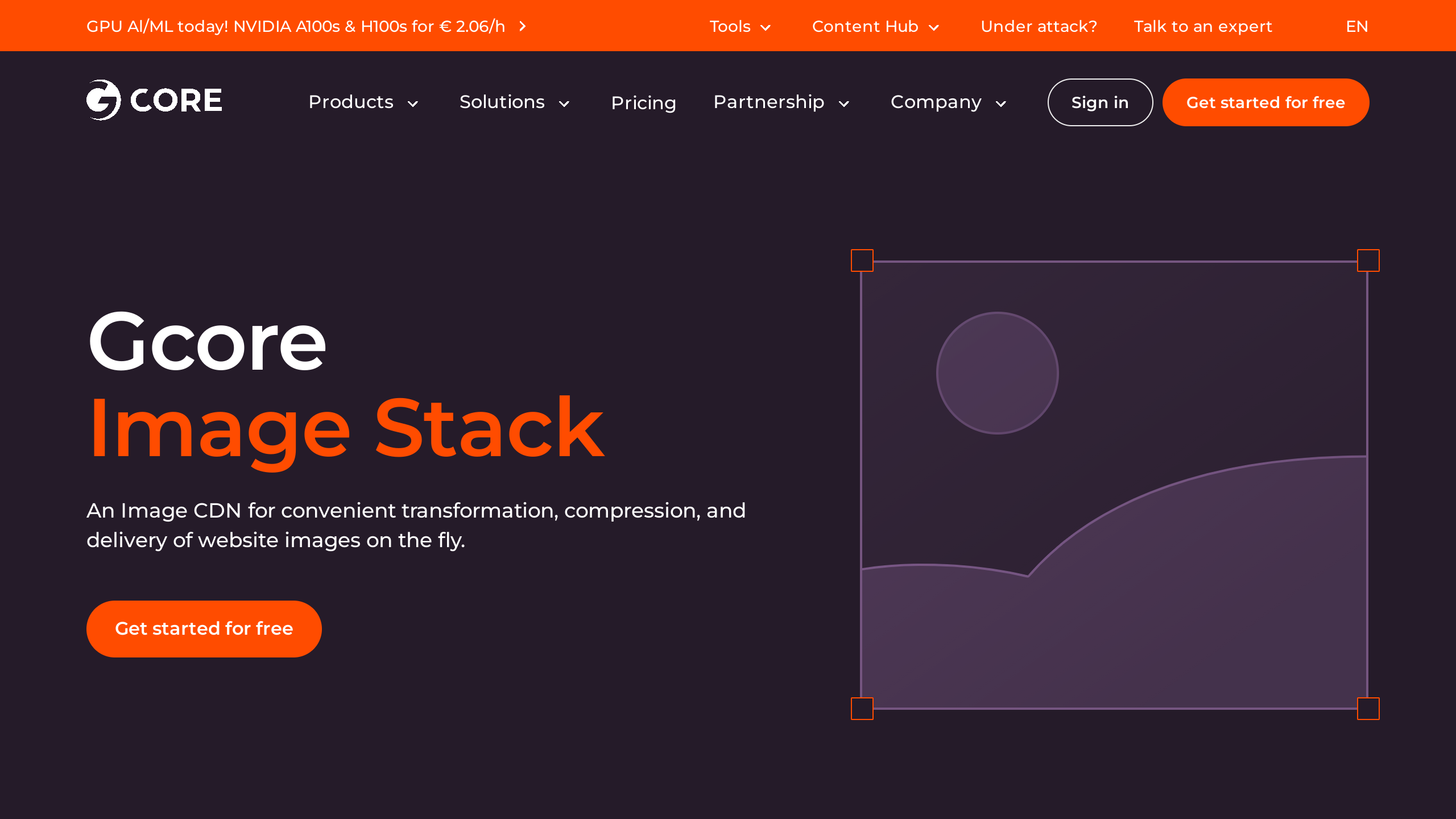 Gcore Image Stack's website screenshot