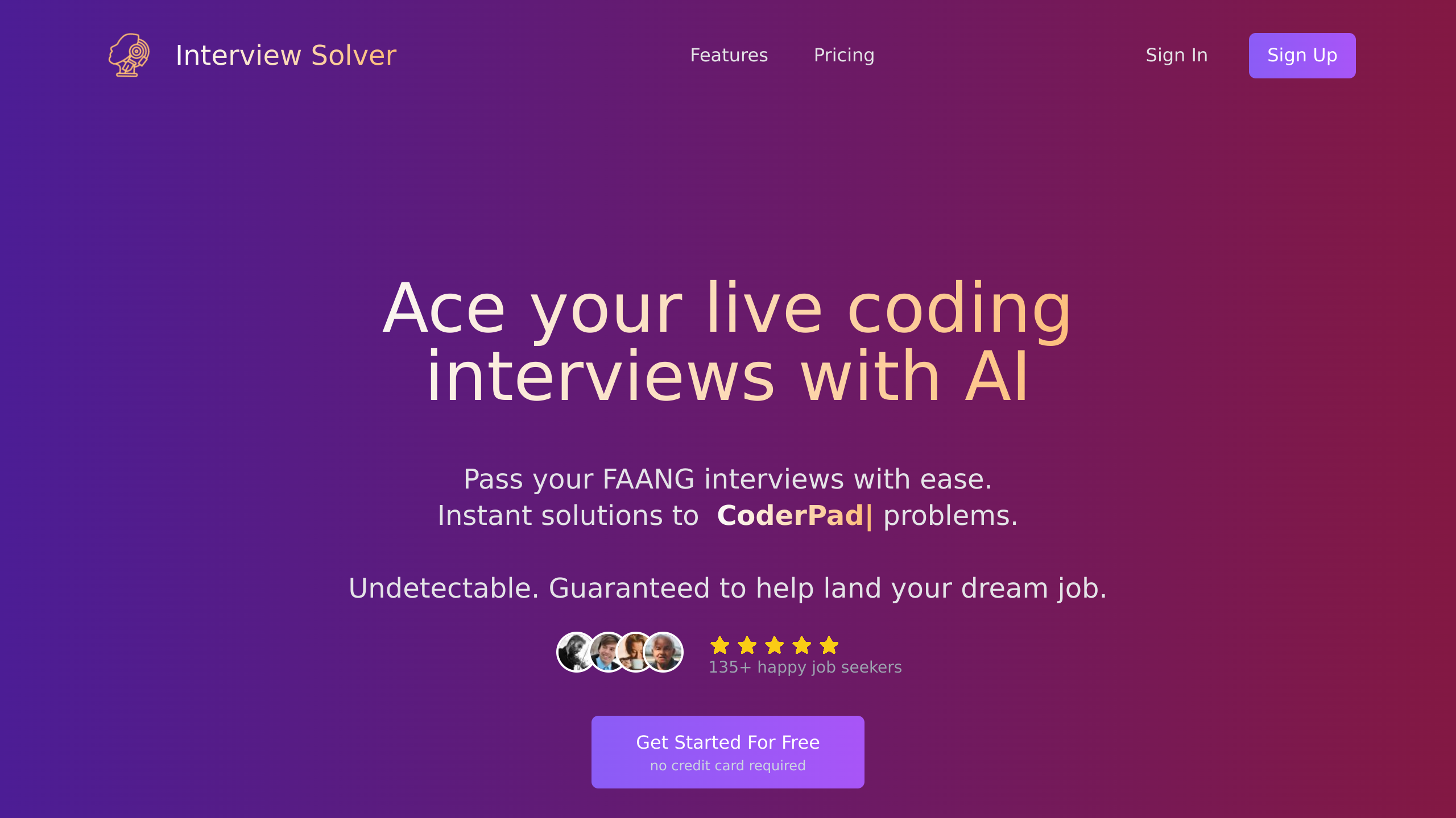 Interview Solver's website screenshot