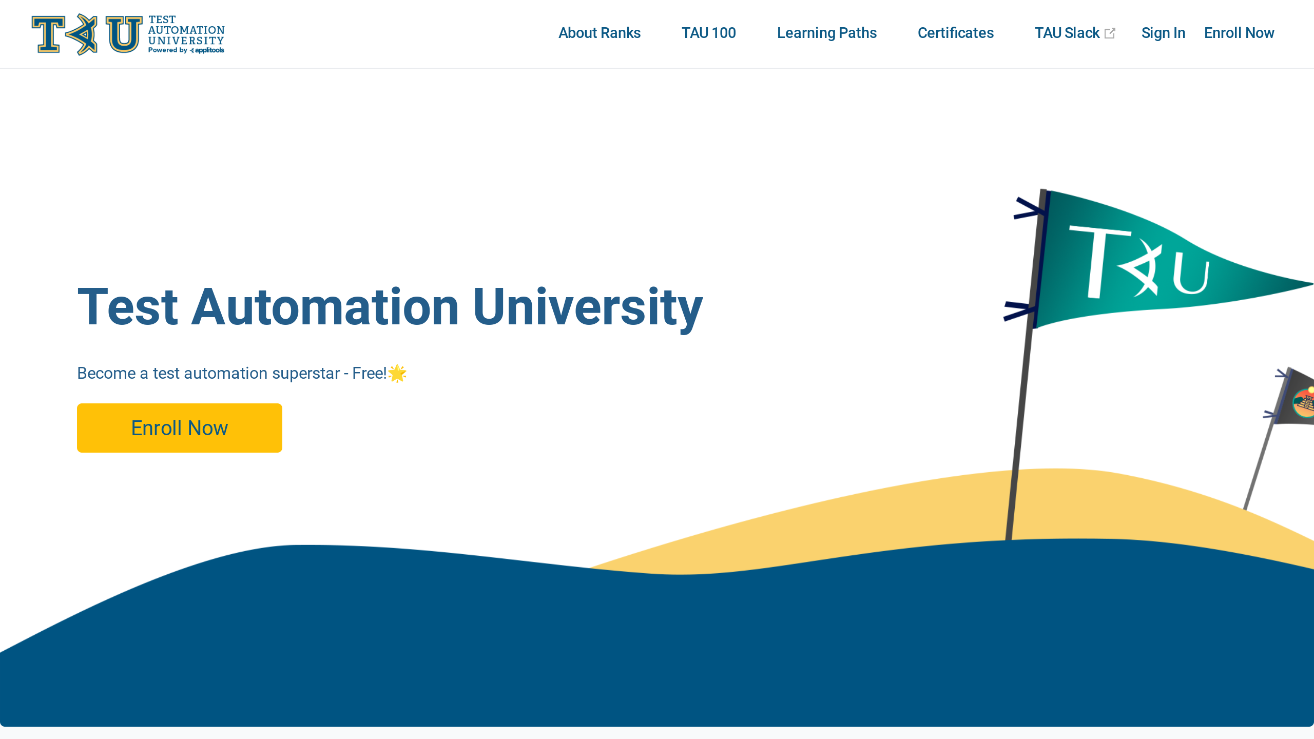 Test Automation University's website screenshot