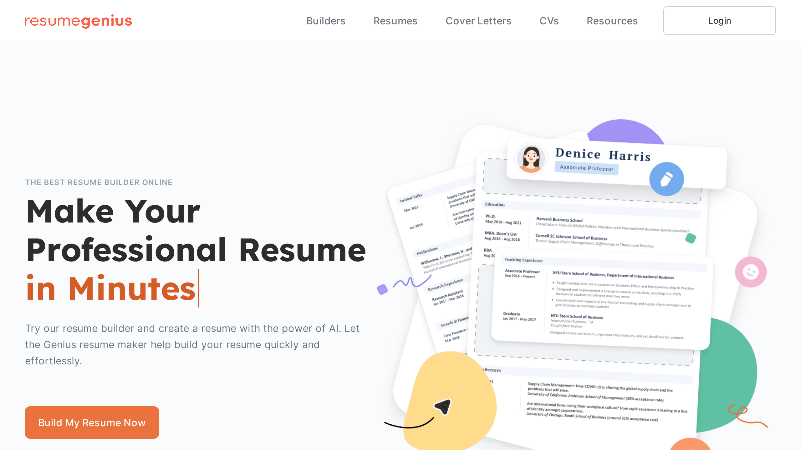 Resume Genius's website screenshot