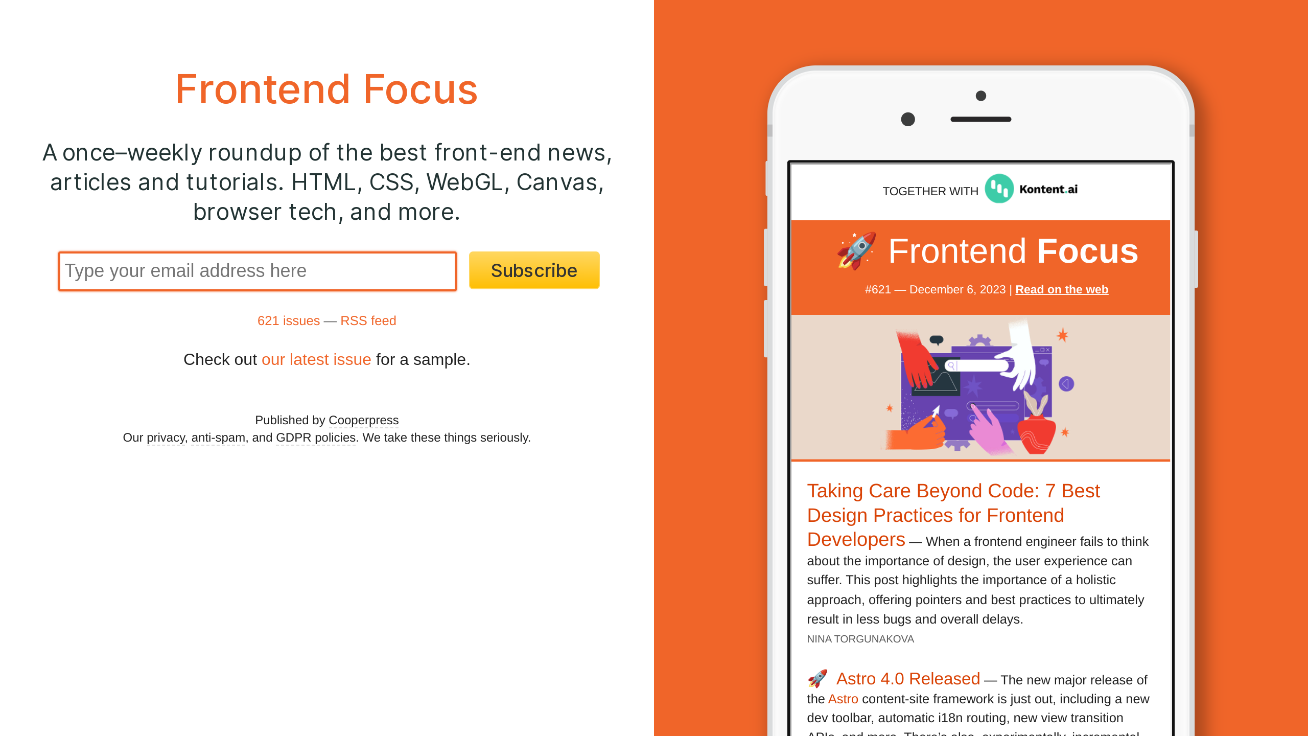 Frontend Focus's website screenshot