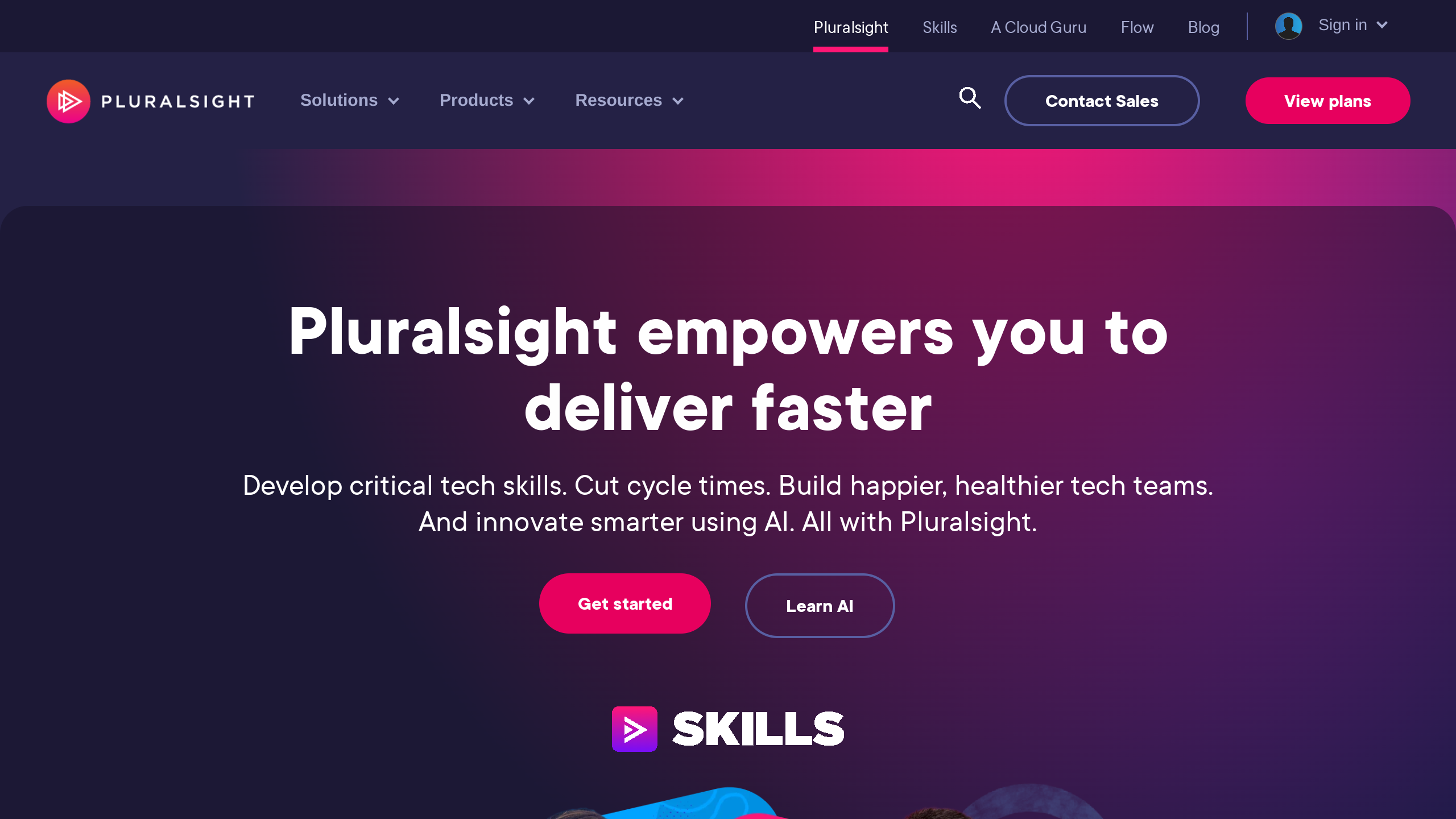 Pluralsight's website screenshot