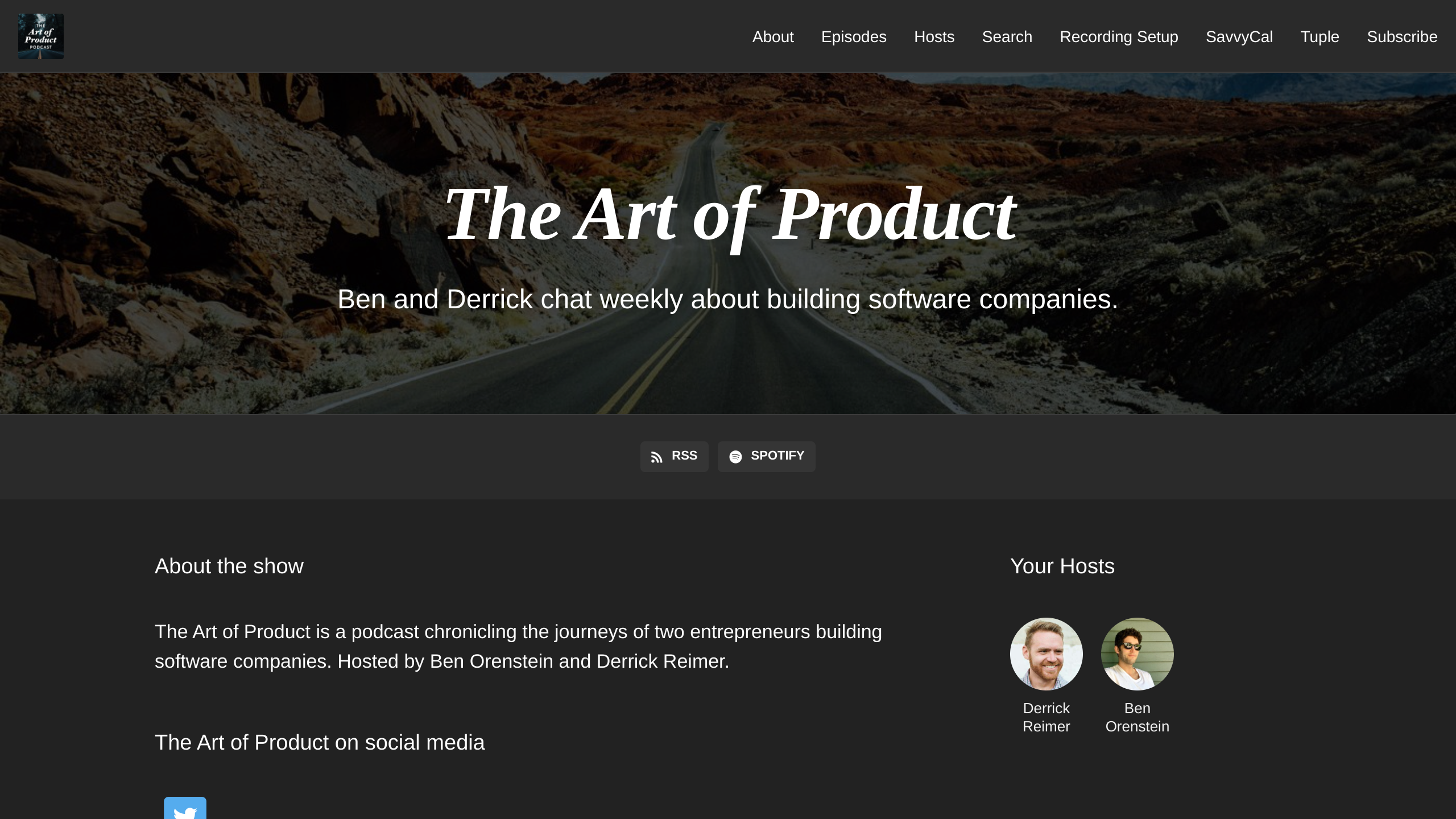 The Art of Product's website screenshot