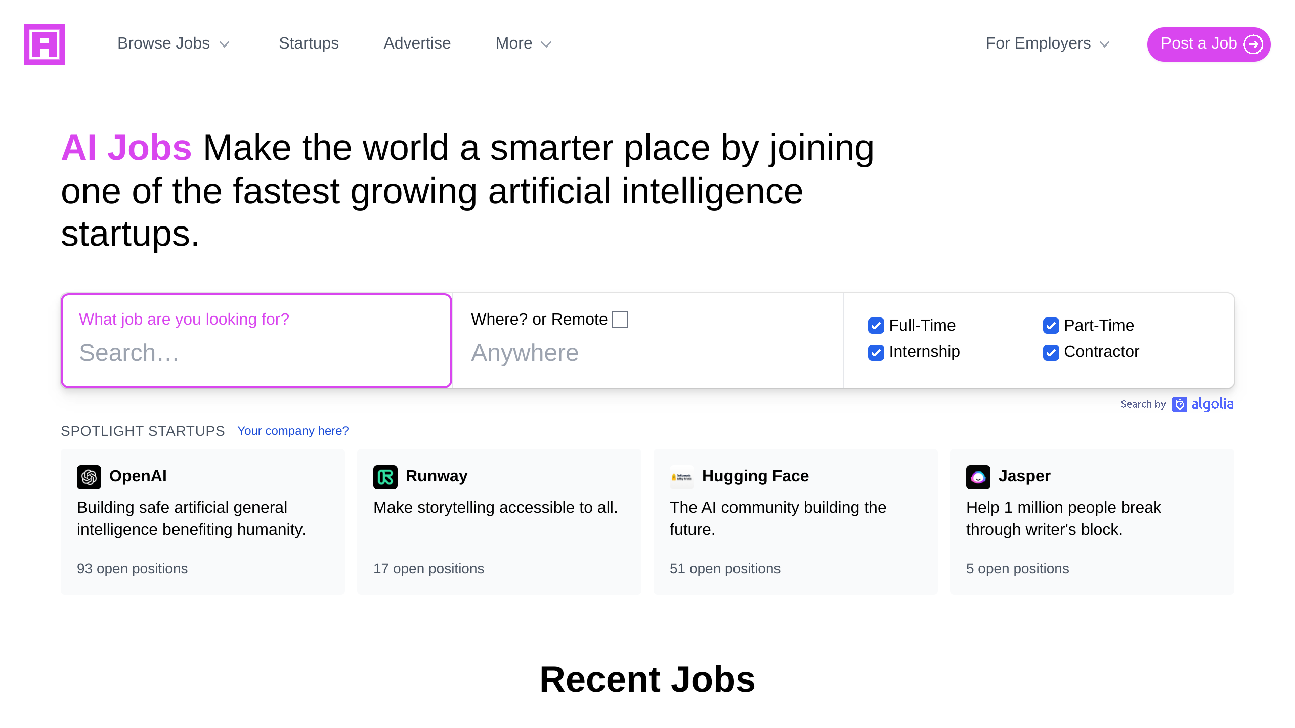 AI Jobs's website screenshot