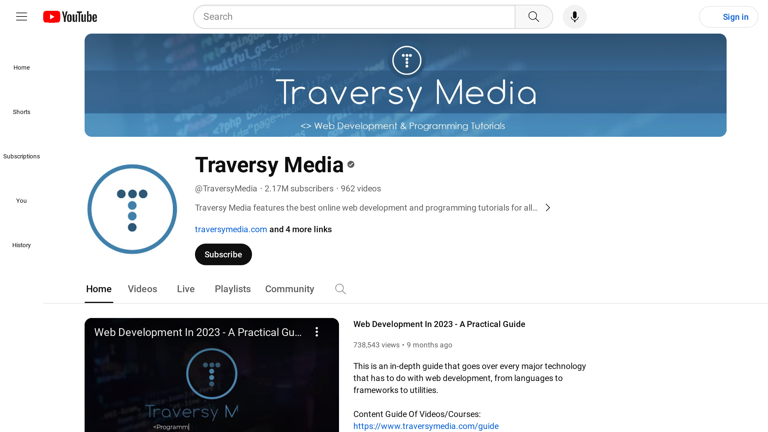Traversy Media's website screenshot