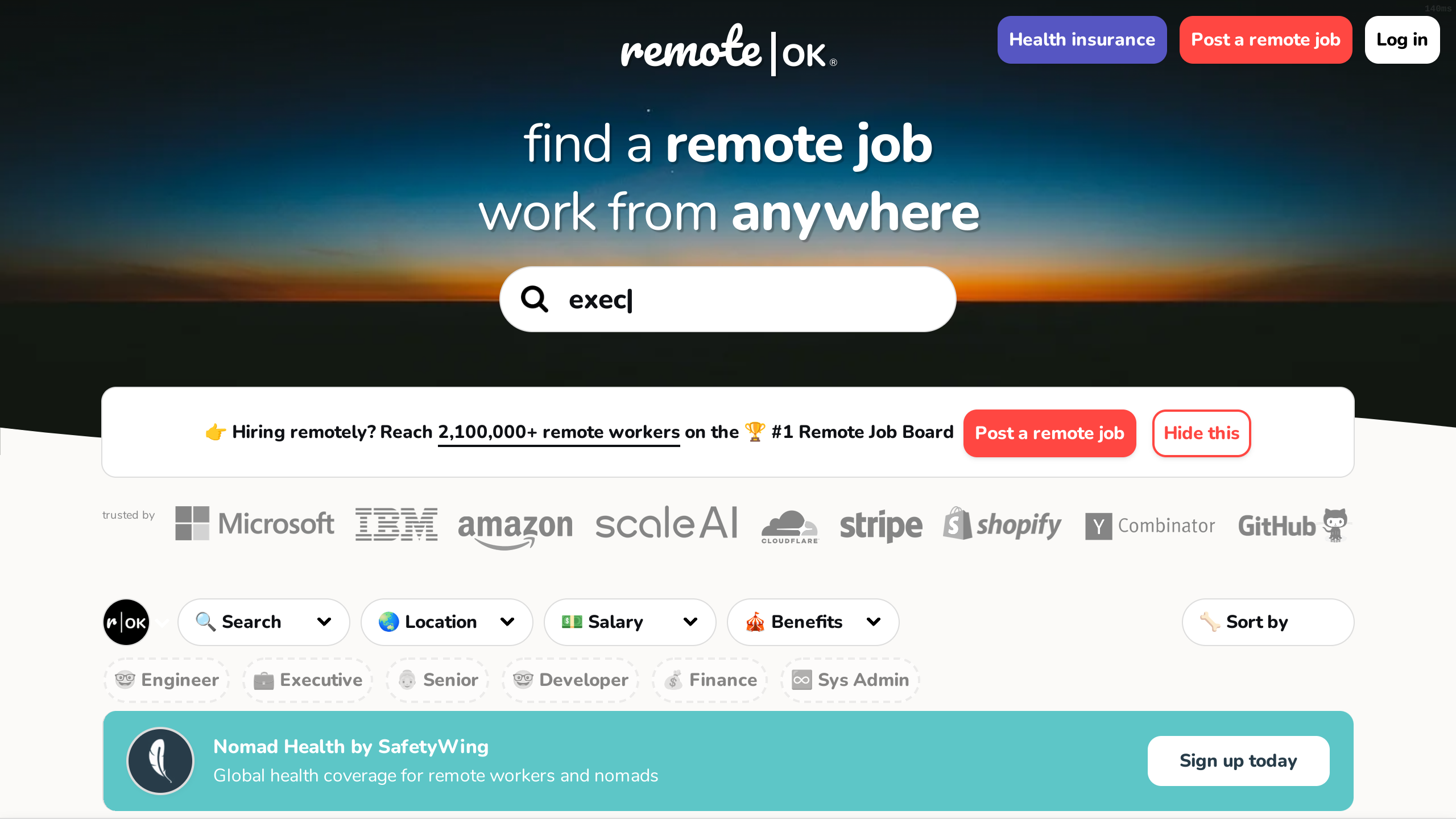 RemoteOK's website screenshot