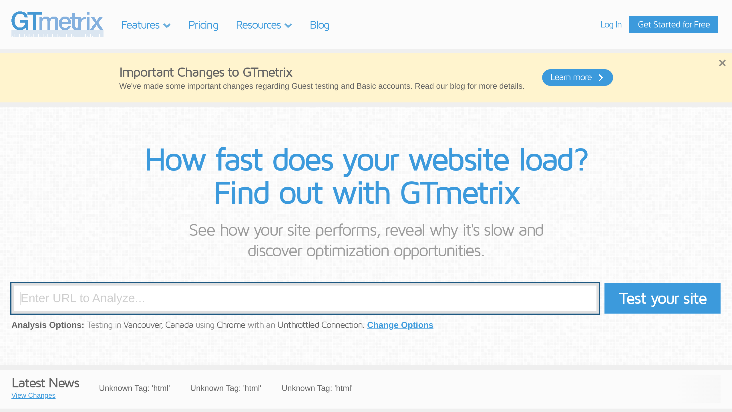 GTmetrix's website screenshot