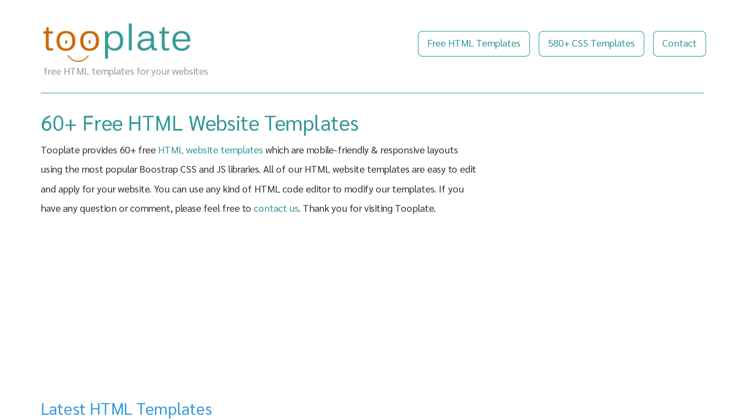 Tooplate's website screenshot