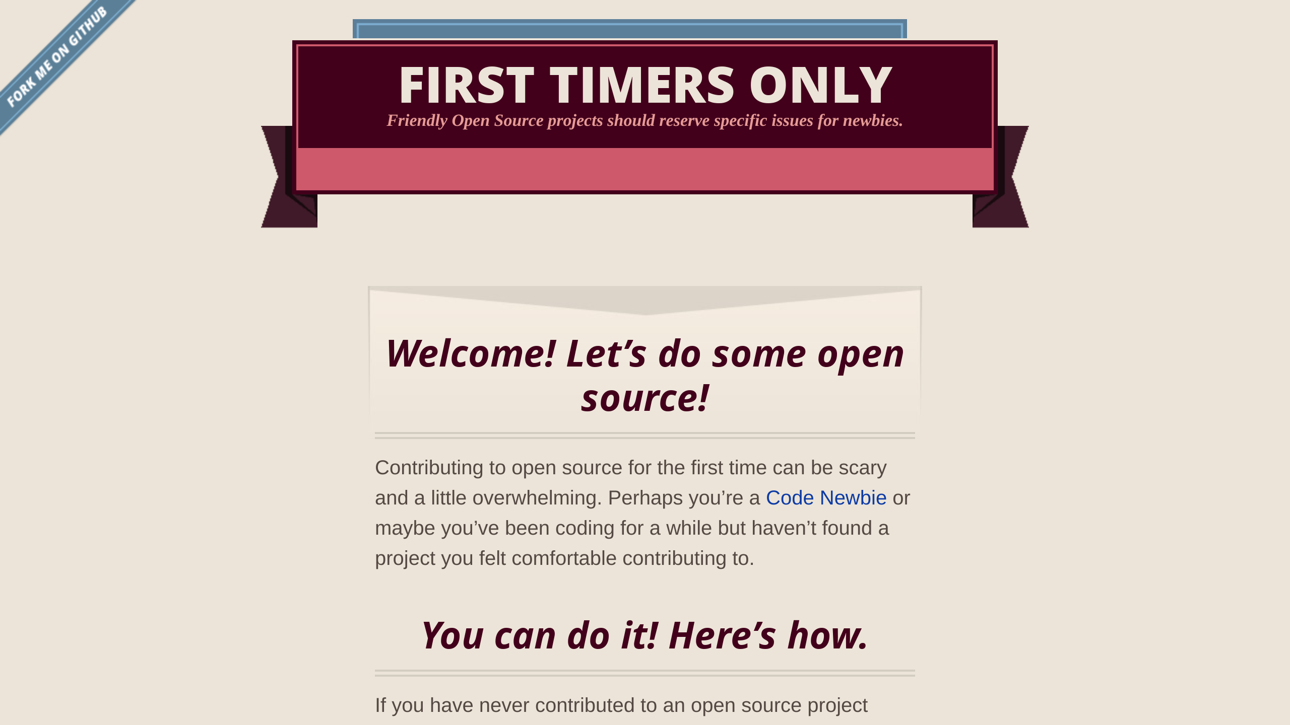 First Timers Only's website screenshot