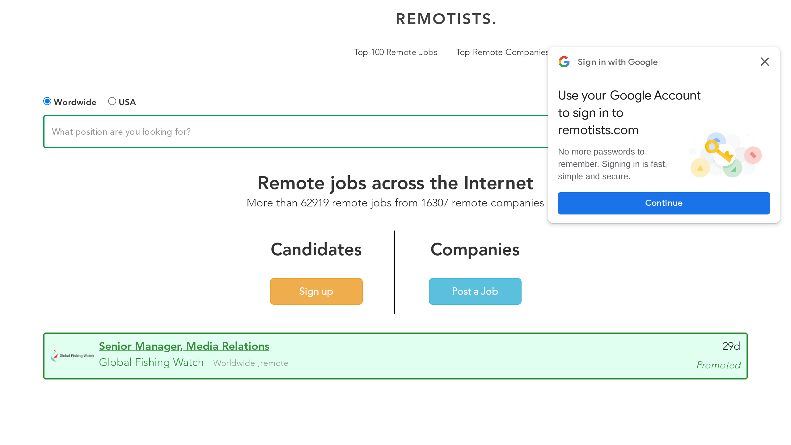 Remotists.'s website screenshot