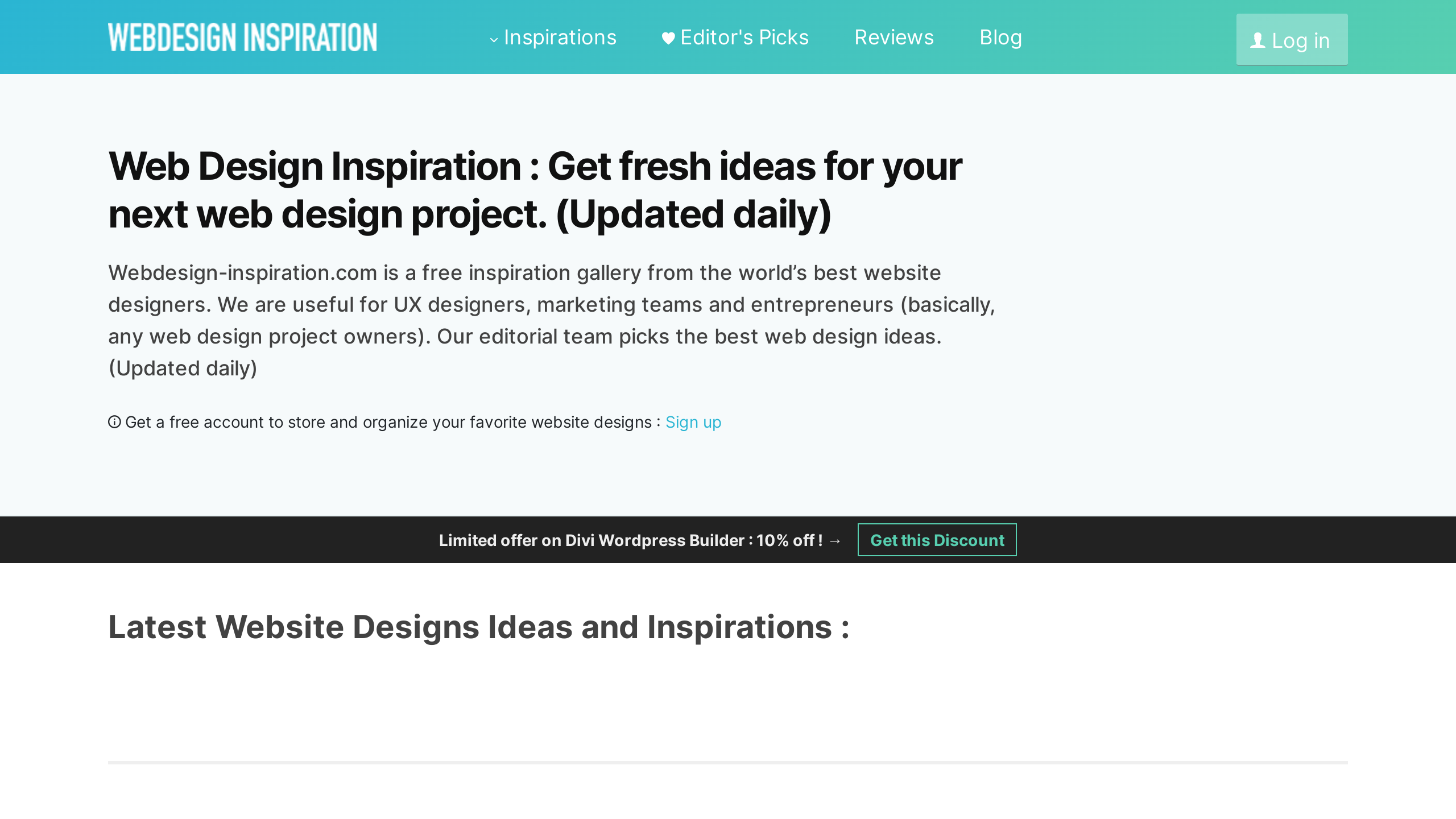 Web Design Inspiration's website screenshot