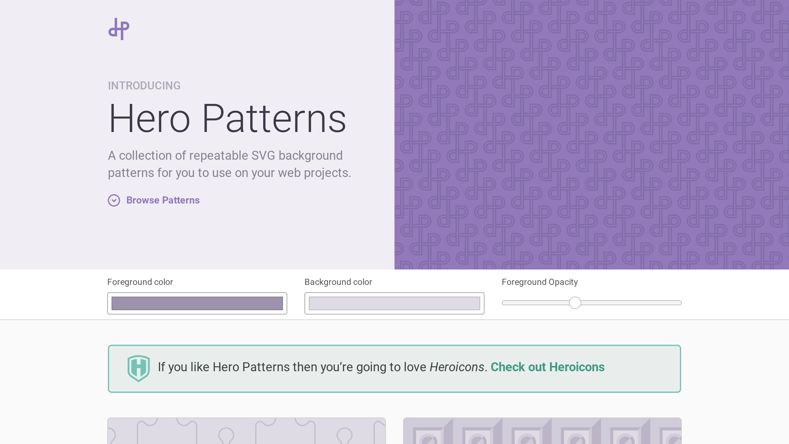 Hero Patterns's website screenshot