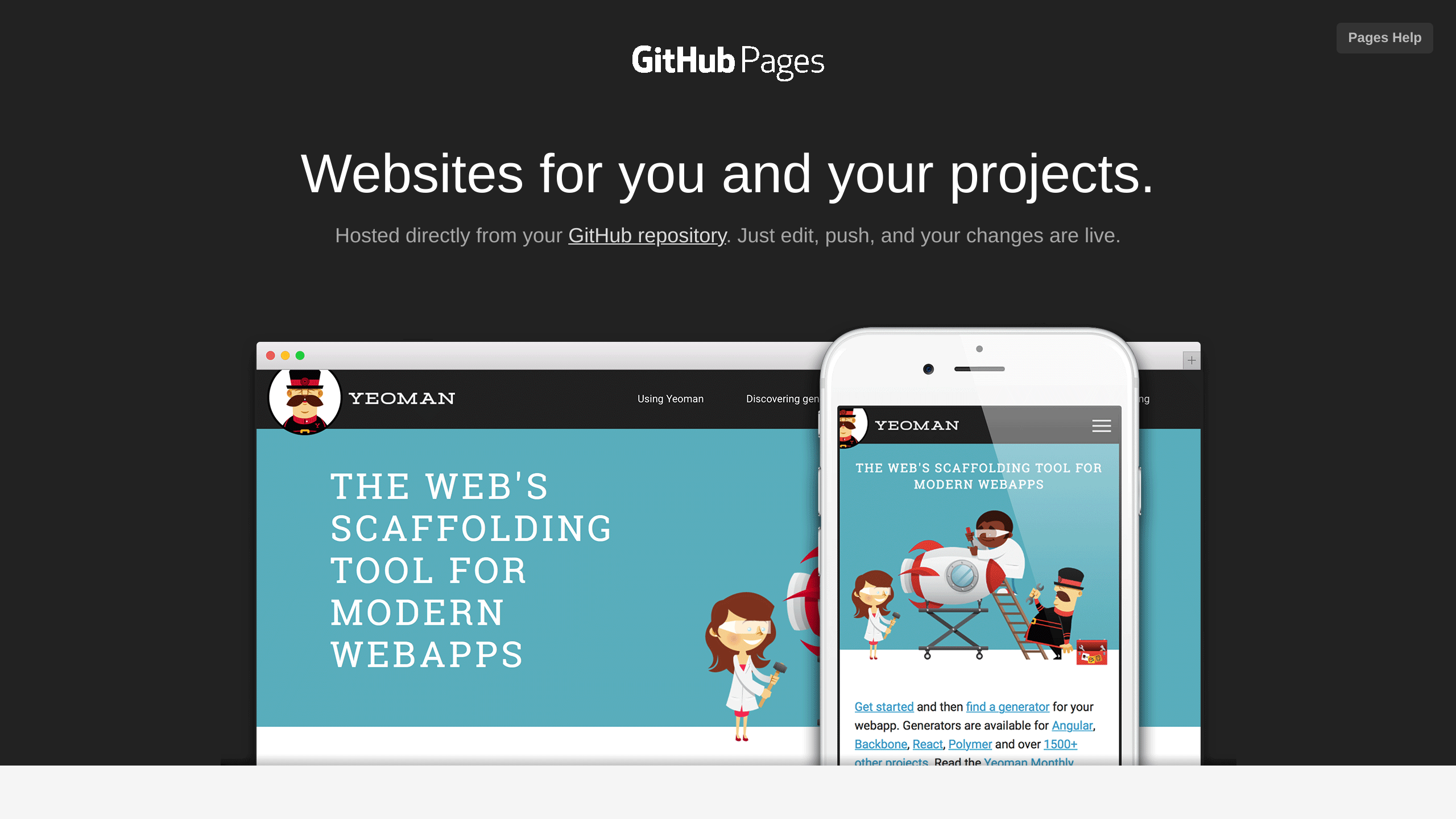 GitHub Pages's website screenshot