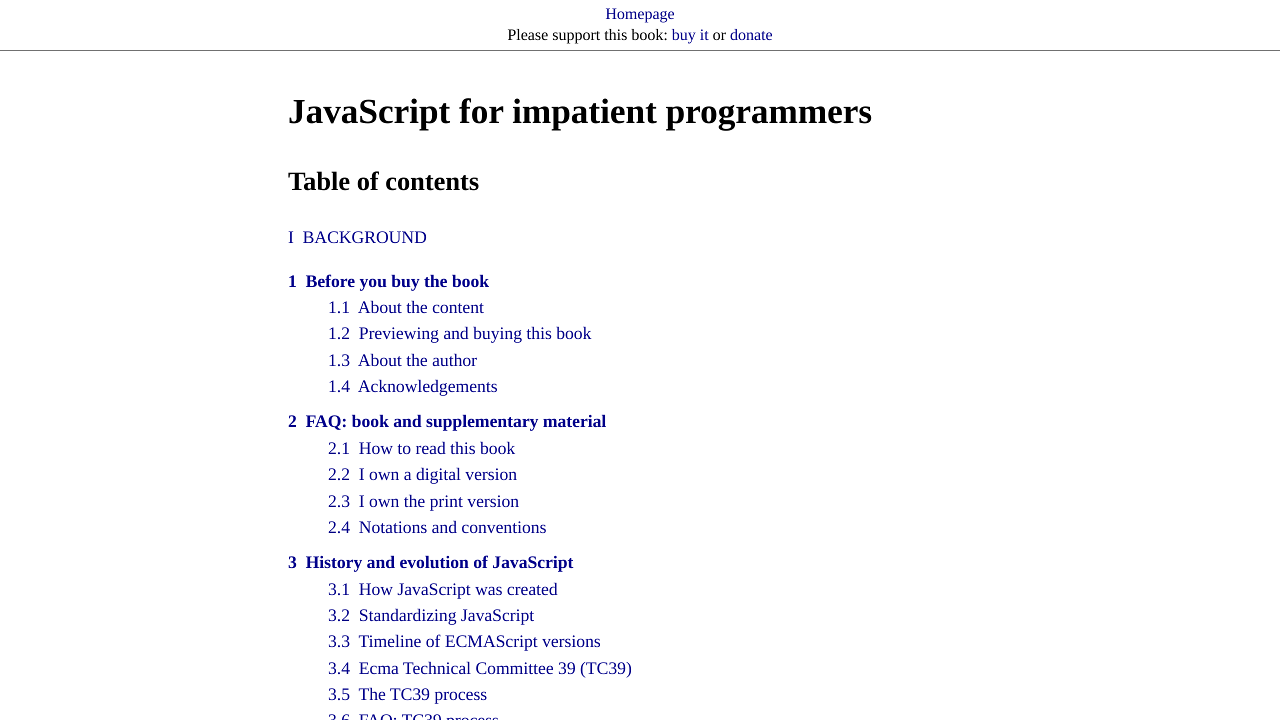 JavaScript for impatient programmers's website screenshot