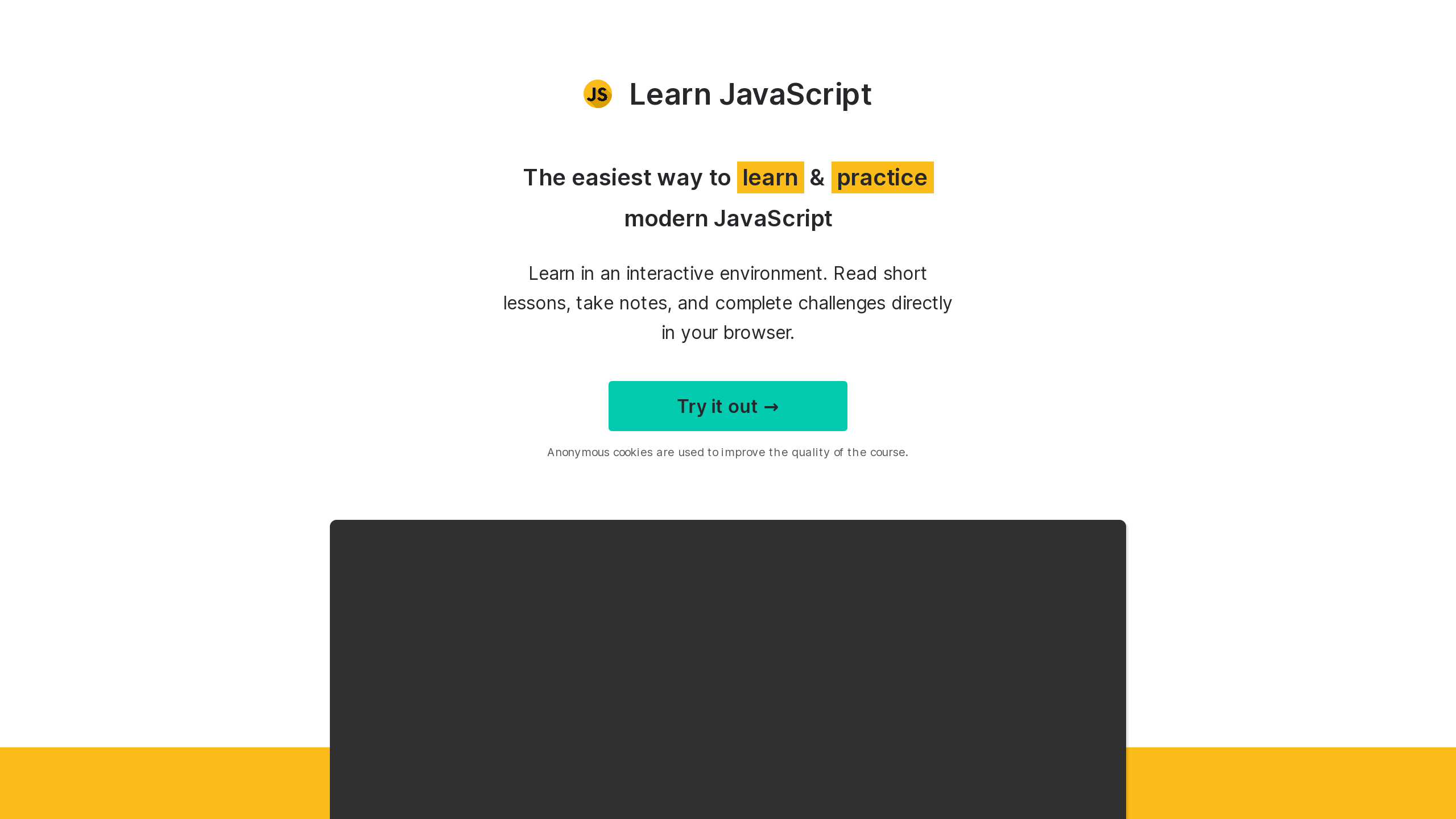 Learn JavaScript's website screenshot