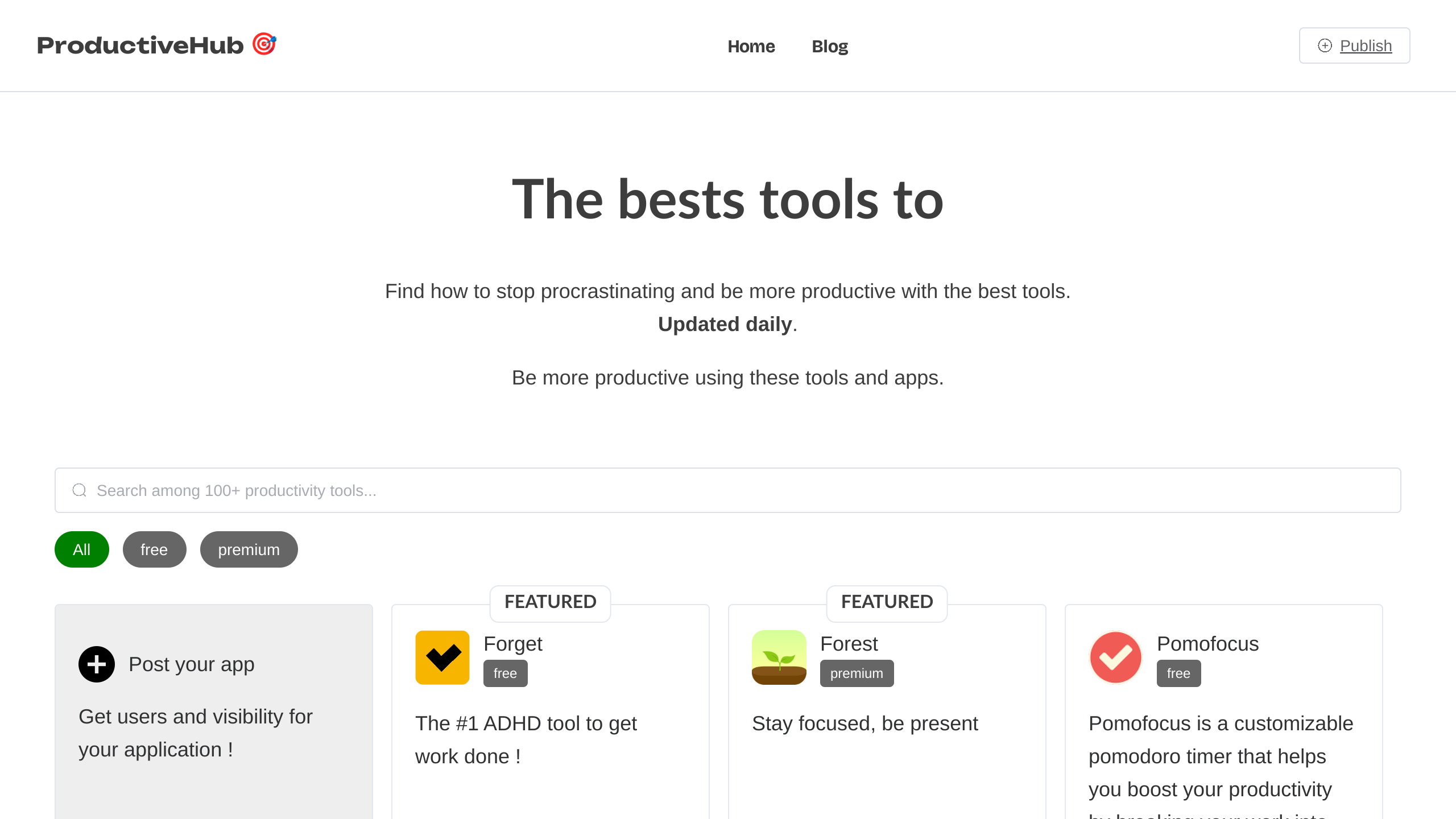 ProductiveHub's website screenshot