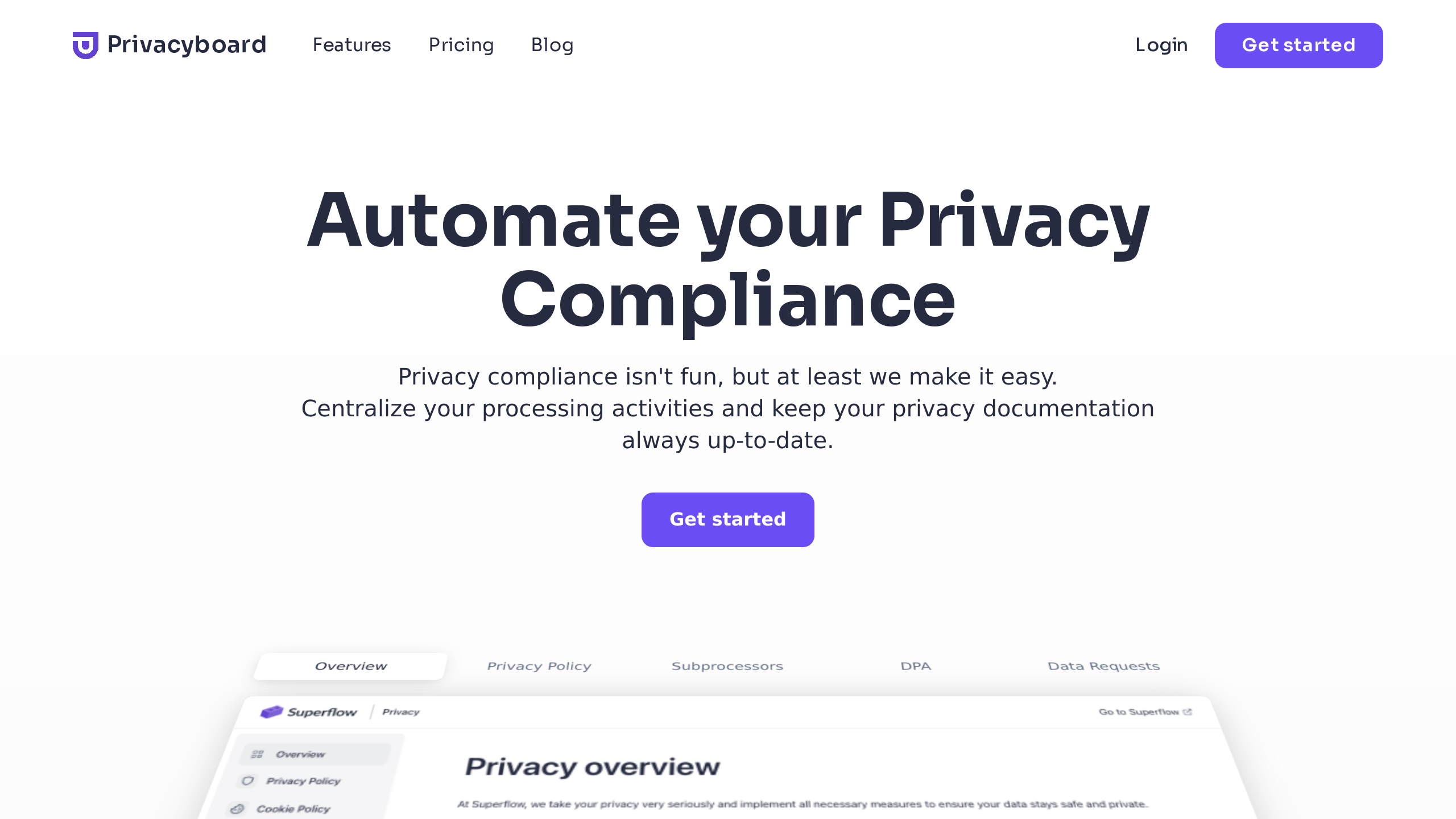 Privacyboard's website screenshot