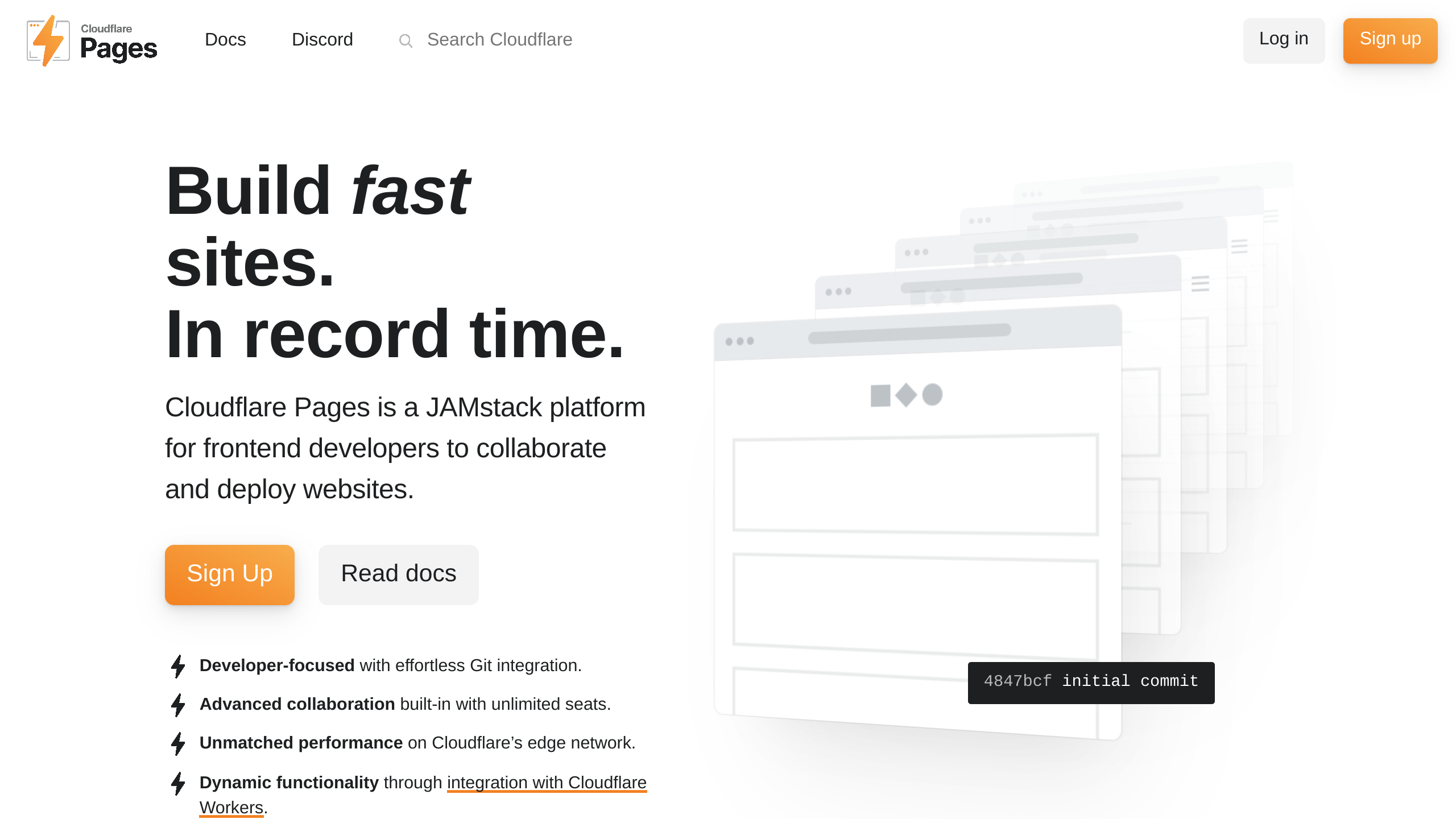 Cloudflare Pages's website screenshot