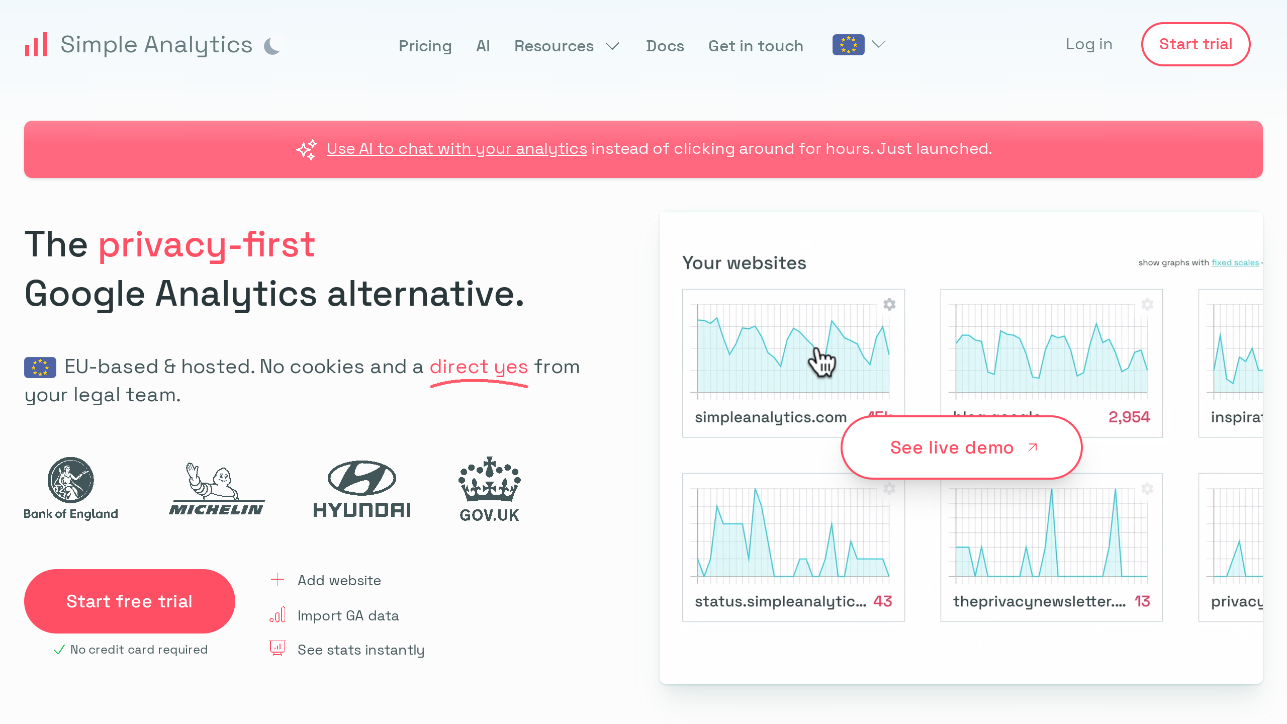 Simple Analytics's website screenshot
